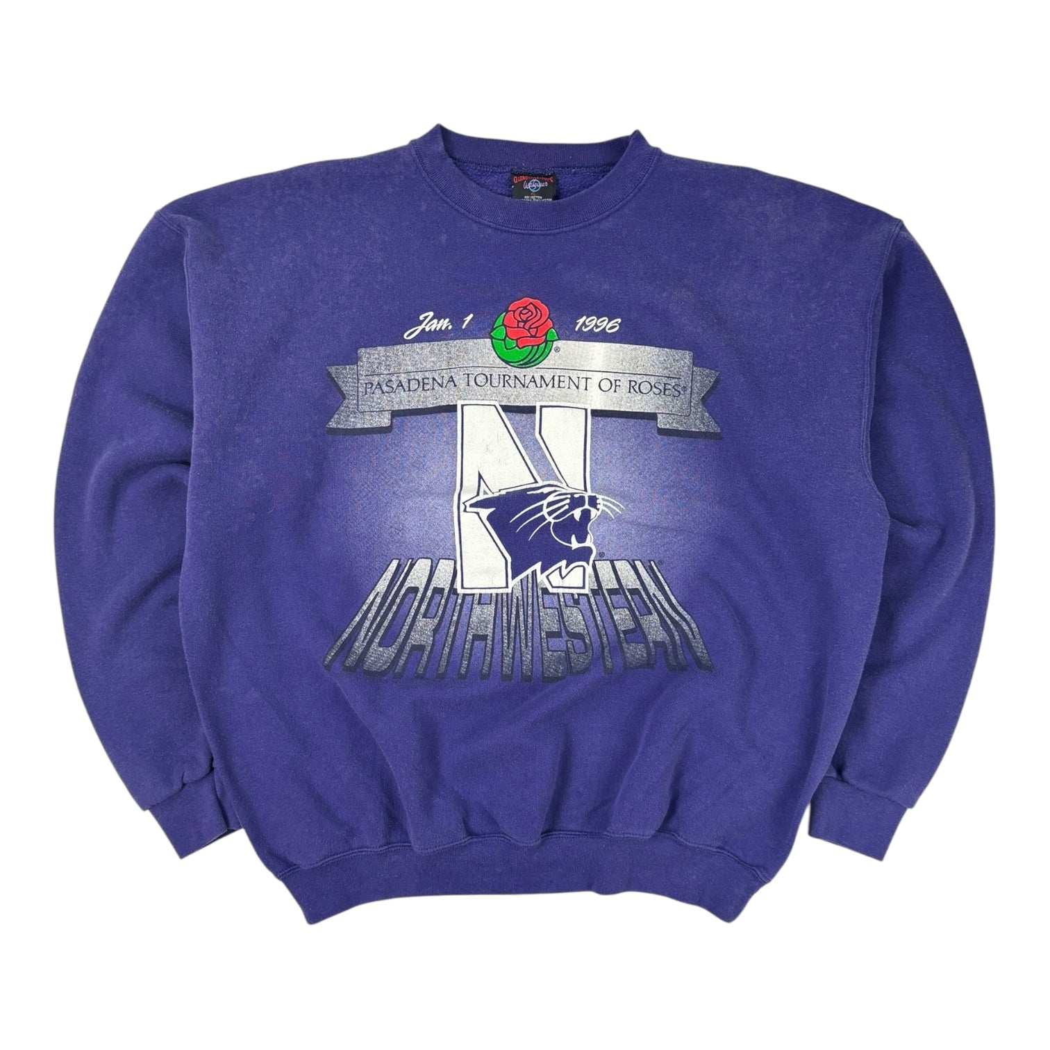 Vintage 1996 Pasadena Rose Bowl Northwestern Wildcats Crewneck Purple