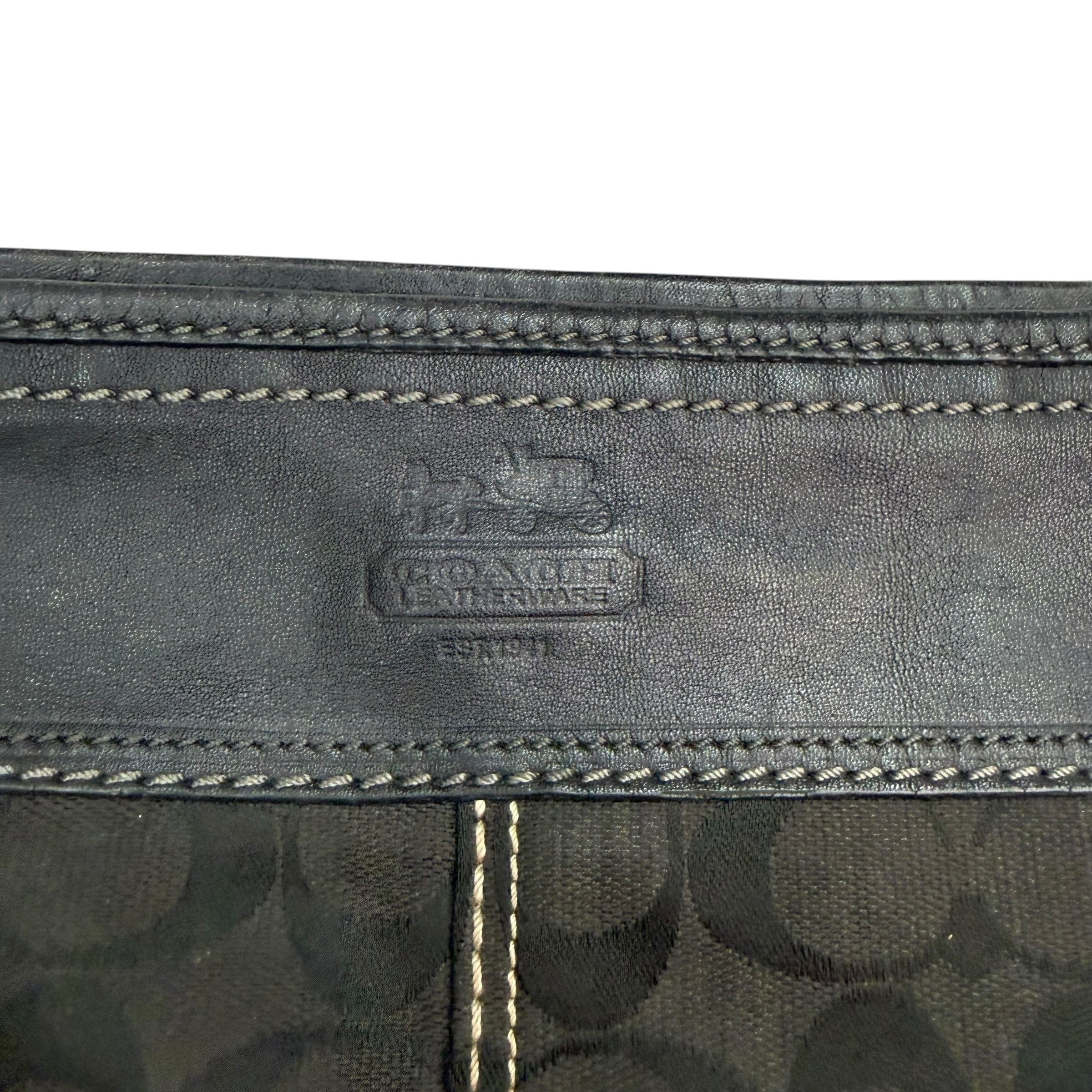 (W) Vintage Coach Bleecker Signature Jacquard Bucket Bag Black
