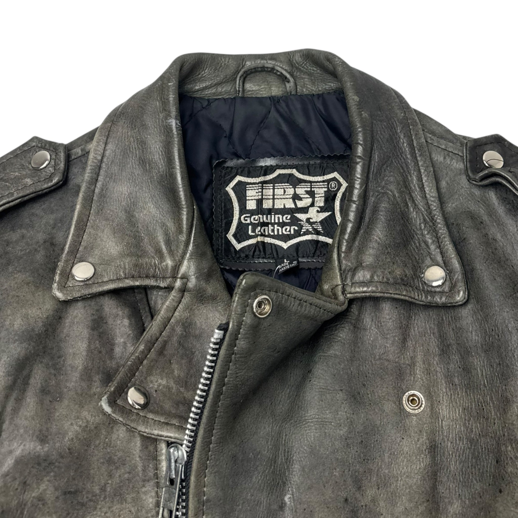 Vintage First Genuine Leather Biker Jacket