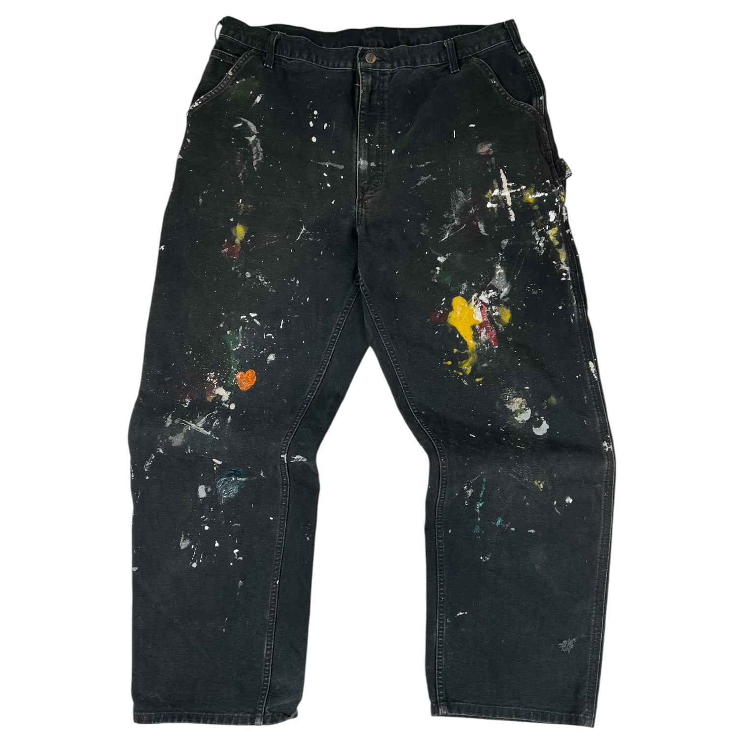 Vintage Carhartt Paint Splatter Workwear Distressed Black