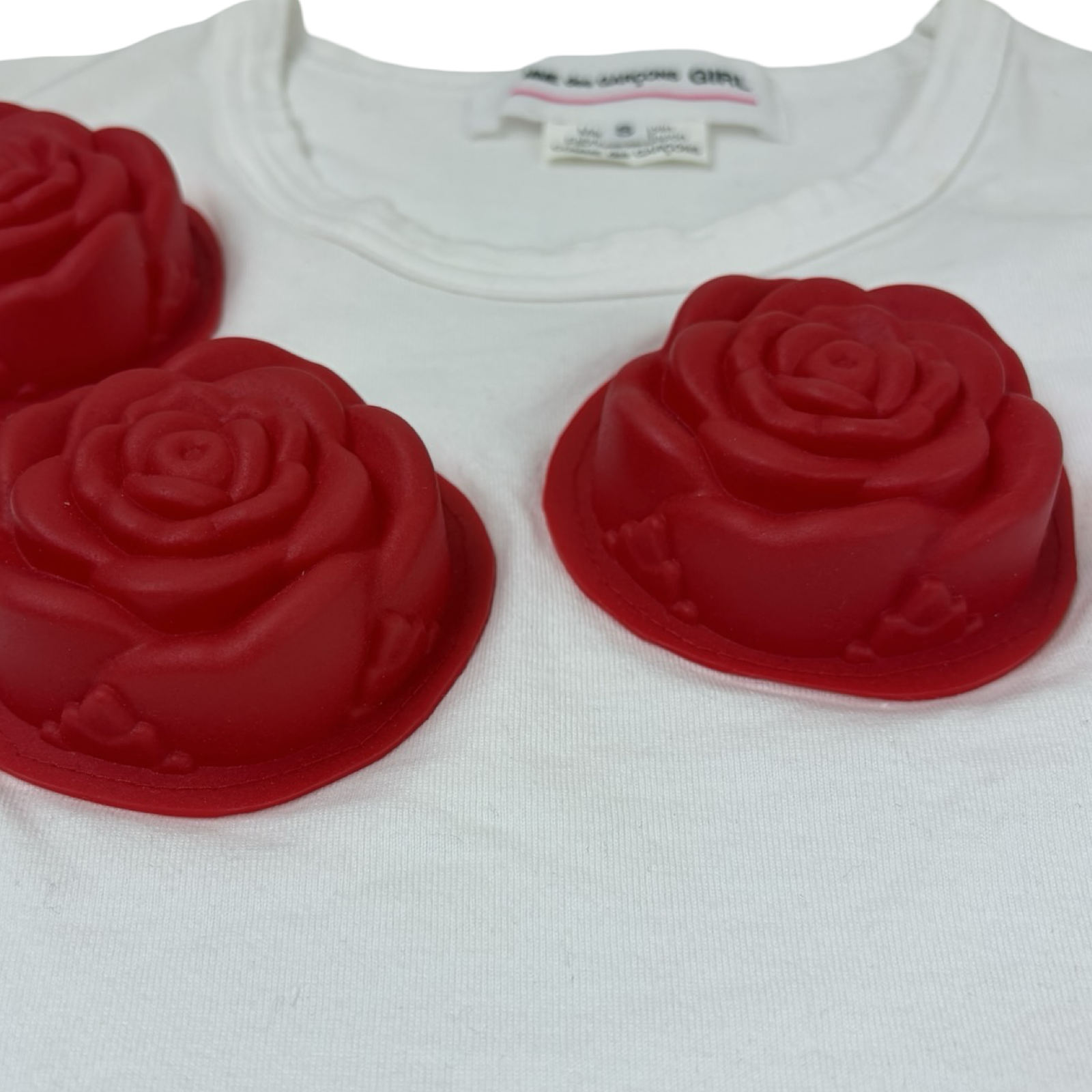 Comme De Garçons GIRL Silicone Rose T-Shirt White