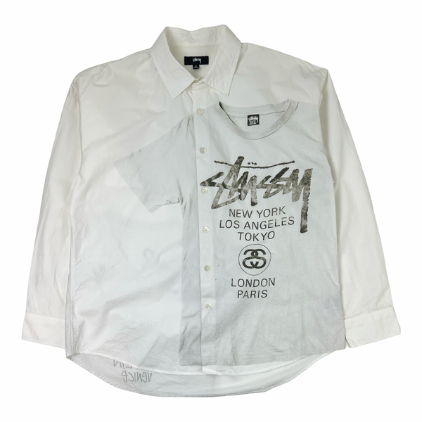 Stüssy World Tour Iconic City Button- Up Shirt White