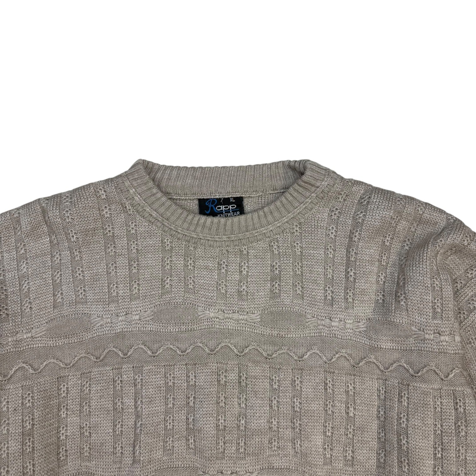 Vintage Rapp Knitwear 3D Knit Sweater White