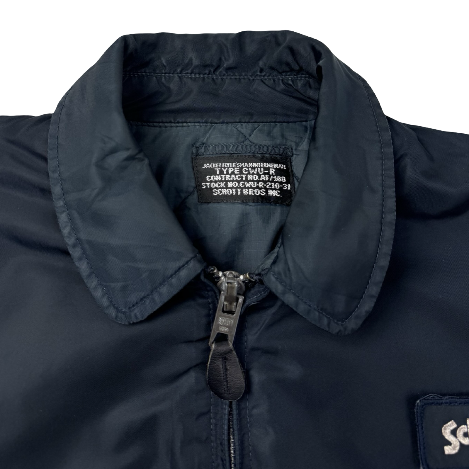 Vintage Schott NYC Zip Up Flight Jacket Navy