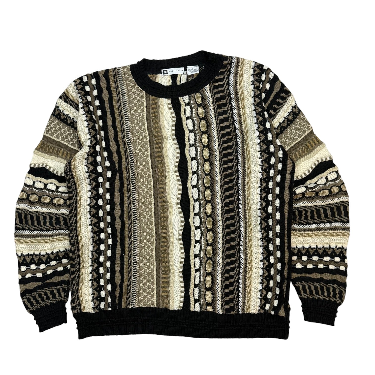 Vintage Bachrach Vertical Knit Sweater Black/Beige