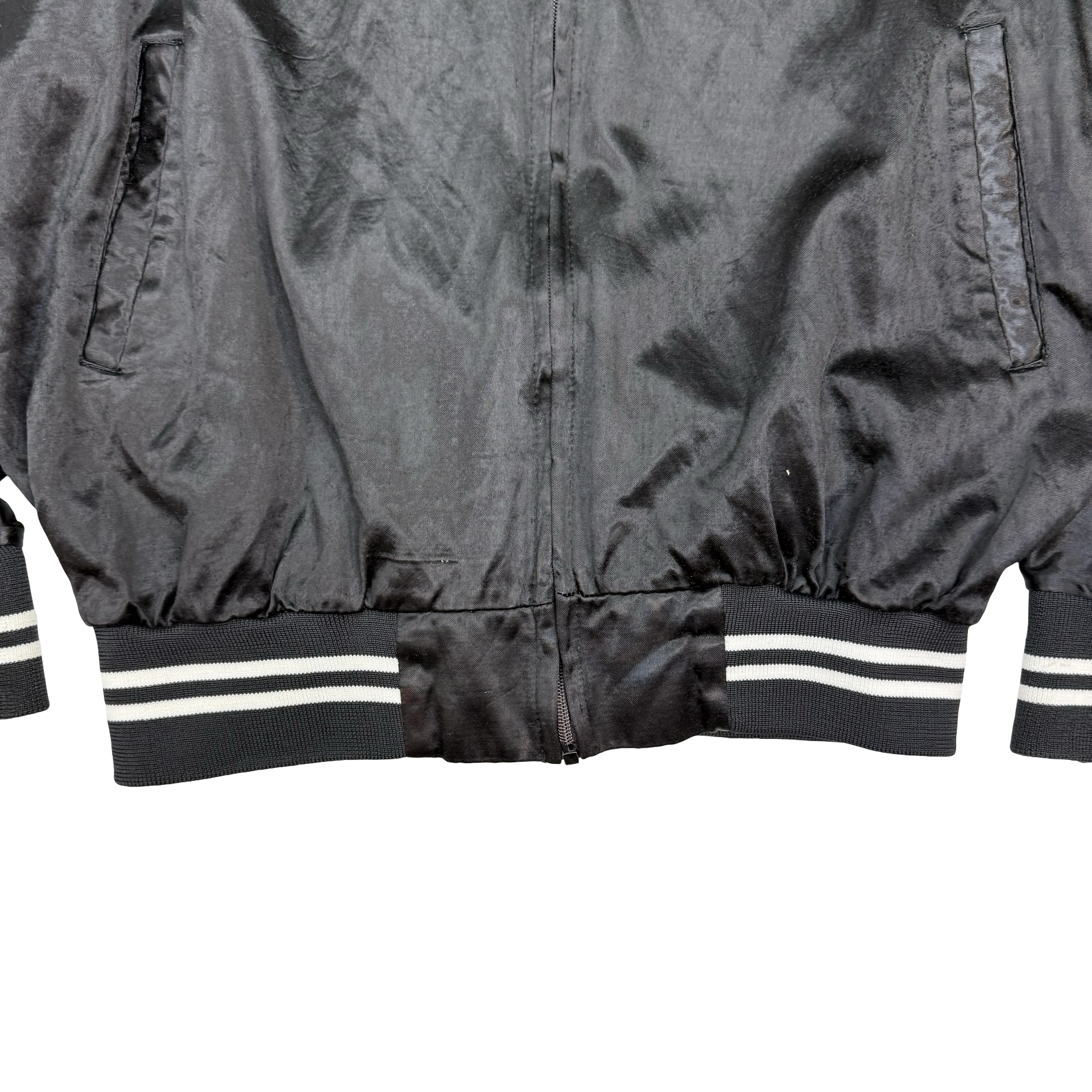 Vintage Harley Davidson Satin Bomber Jacket Black