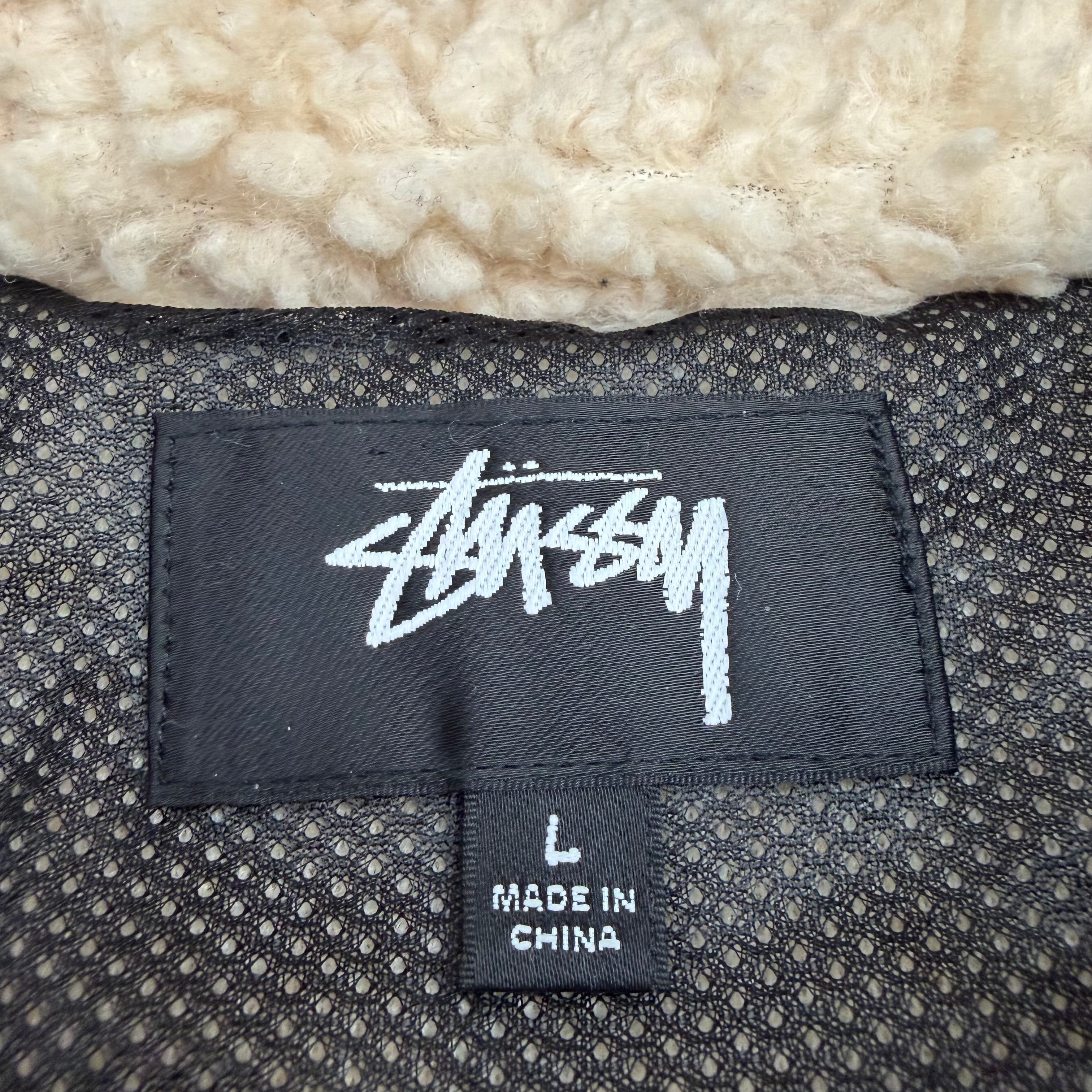 Stussy Sherpa Panelled Hooded Jacket Beige