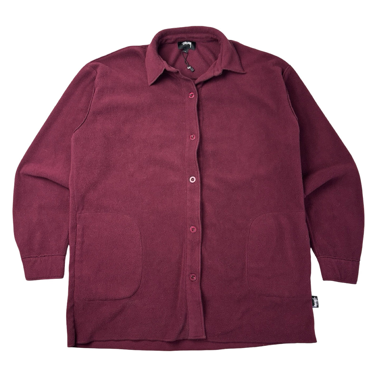 Stussy Polar Fleece Button-Up Shirt Cherry