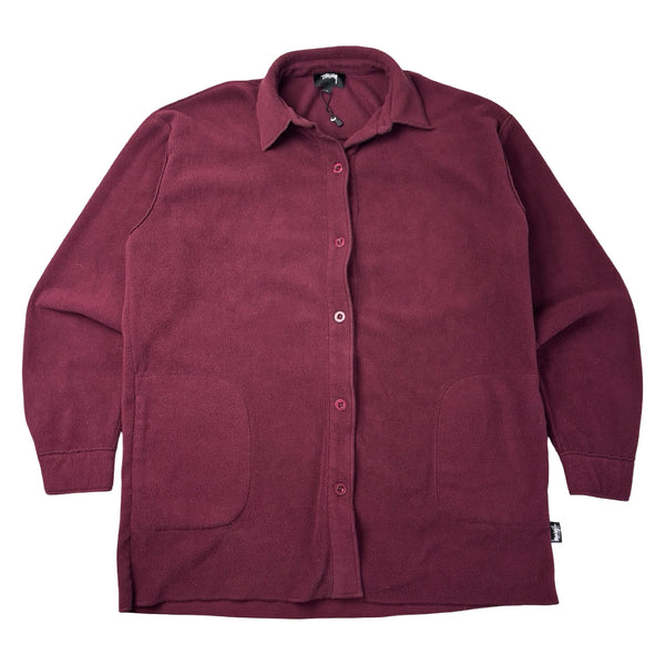 Stussy Polar Fleece Button-Up Shirt Cherry