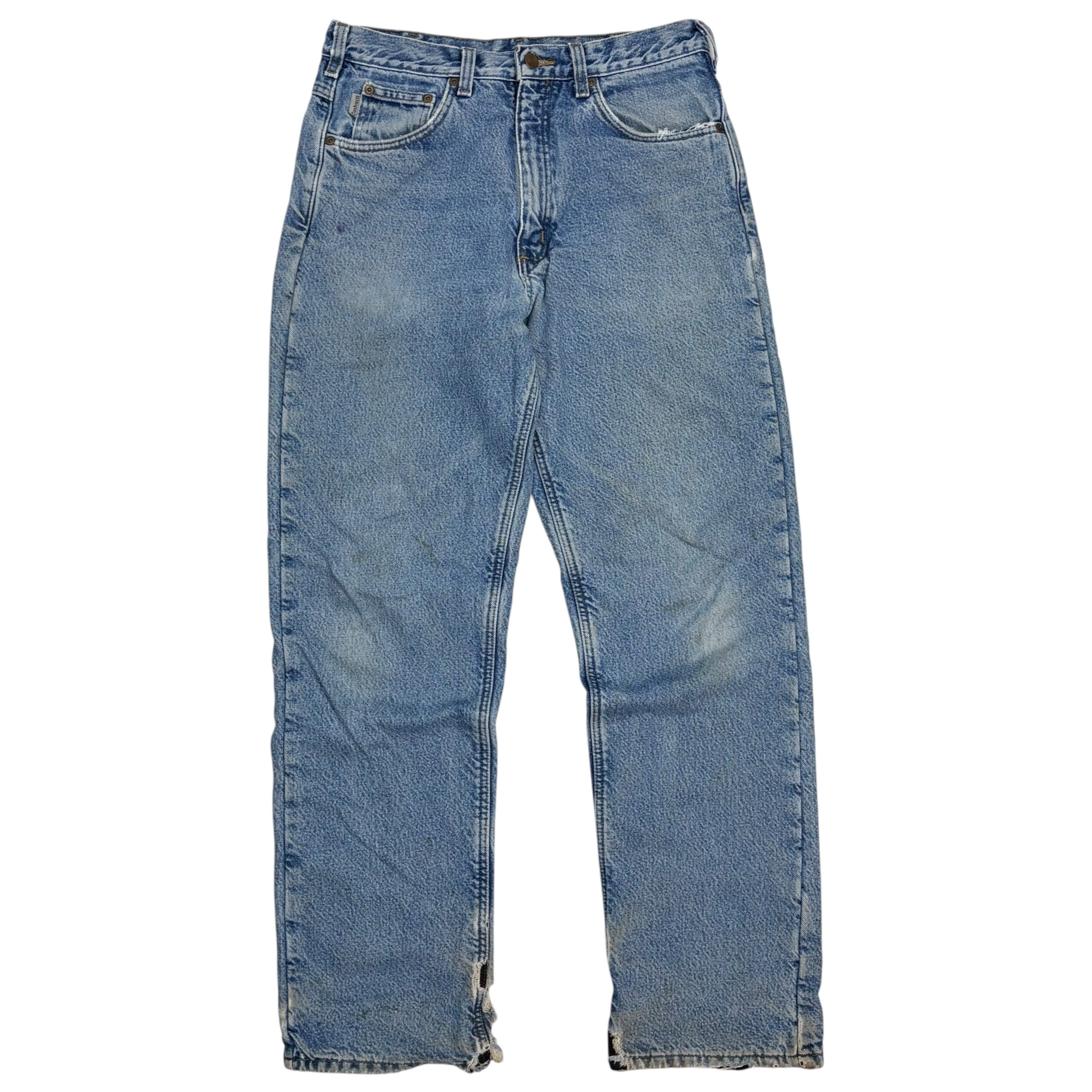 Vintage Carhartt Relaxed Fit Fleece Lined Denim Pants Blue
