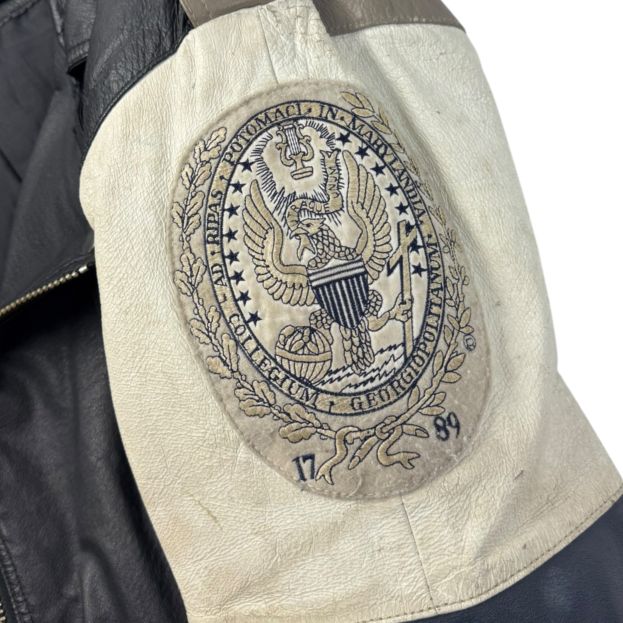 1989 Georgetown Hoyas Box Seat Leather MLB Biker Jacket