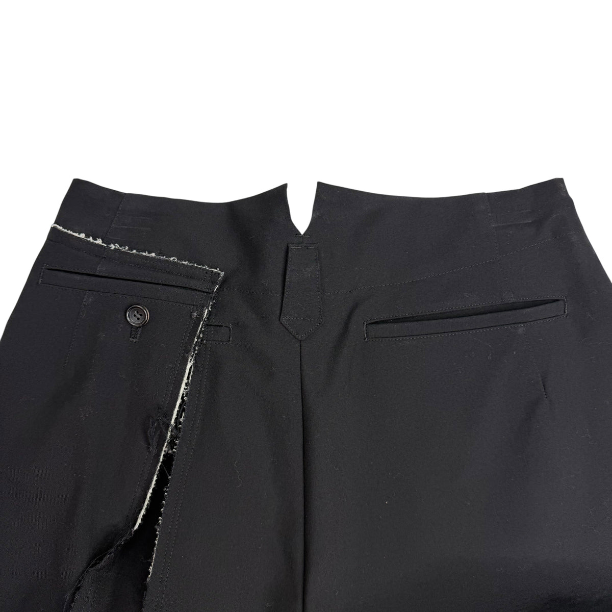 (W) SS13 Comme Des Garçons Wool Asymmetrical Button Detail Trousers Black