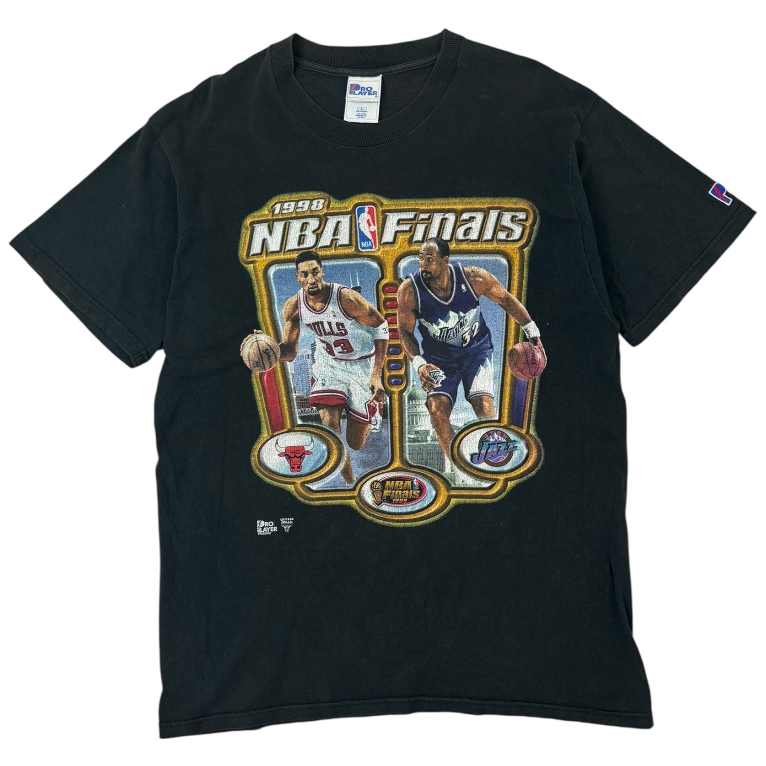 Vintage 1998 Scottie Pippen & Karl Malone NBA Finals Chicago Vs. Utah T-Shirt Black