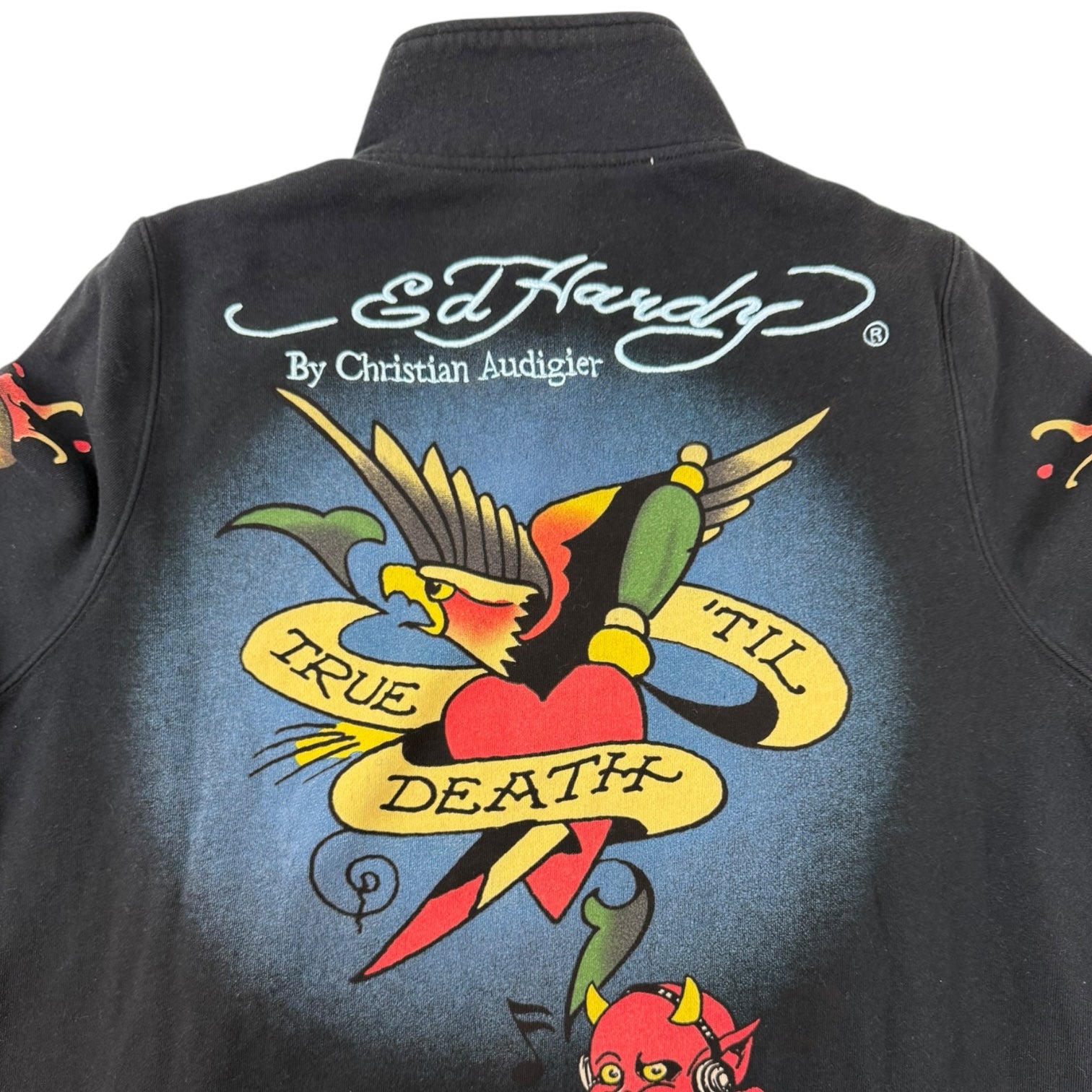 Vintage Y2K Ed Hardy Skull Track Jacket Black