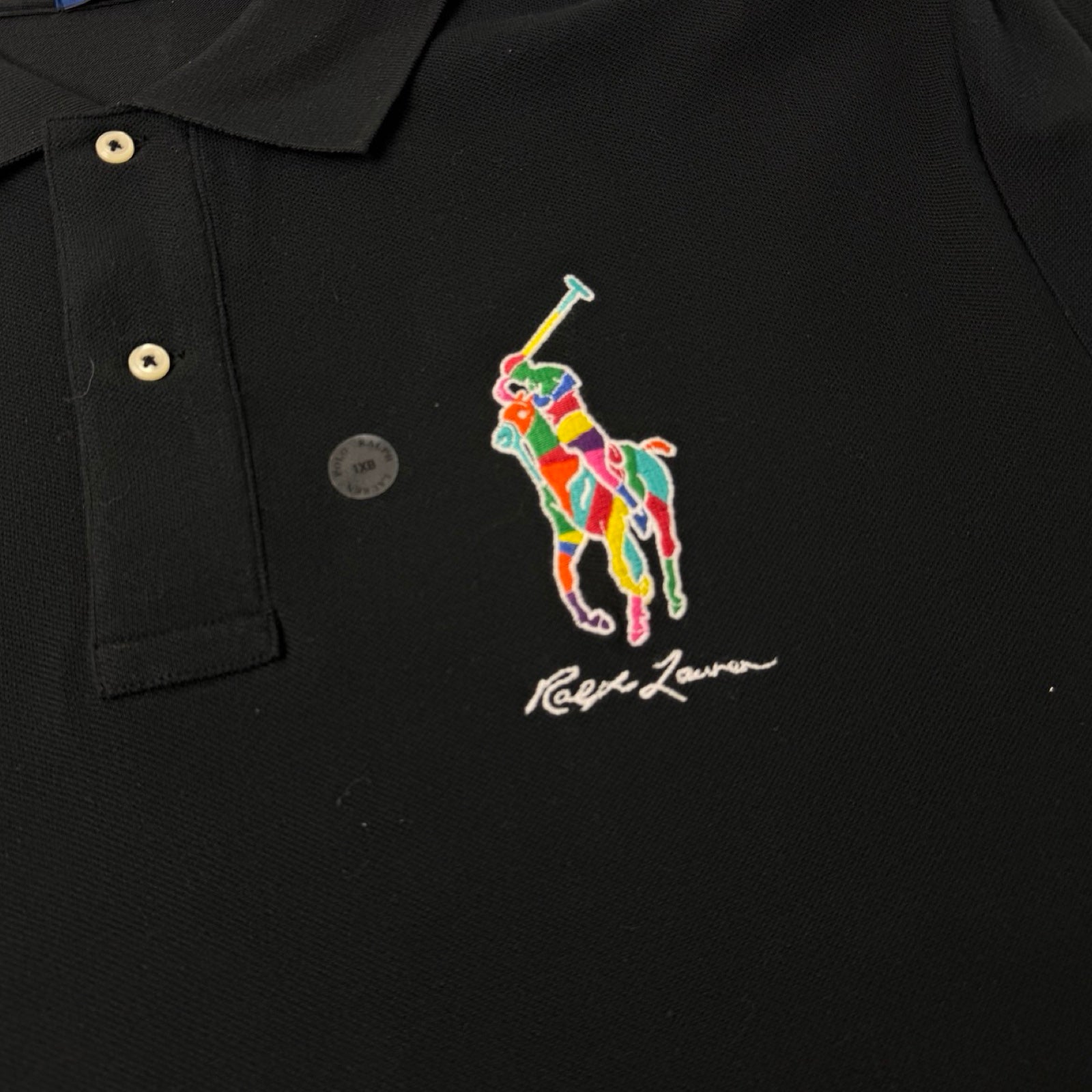 Vintage Polo Ralph Lauren Multicolor Pony Polo Black