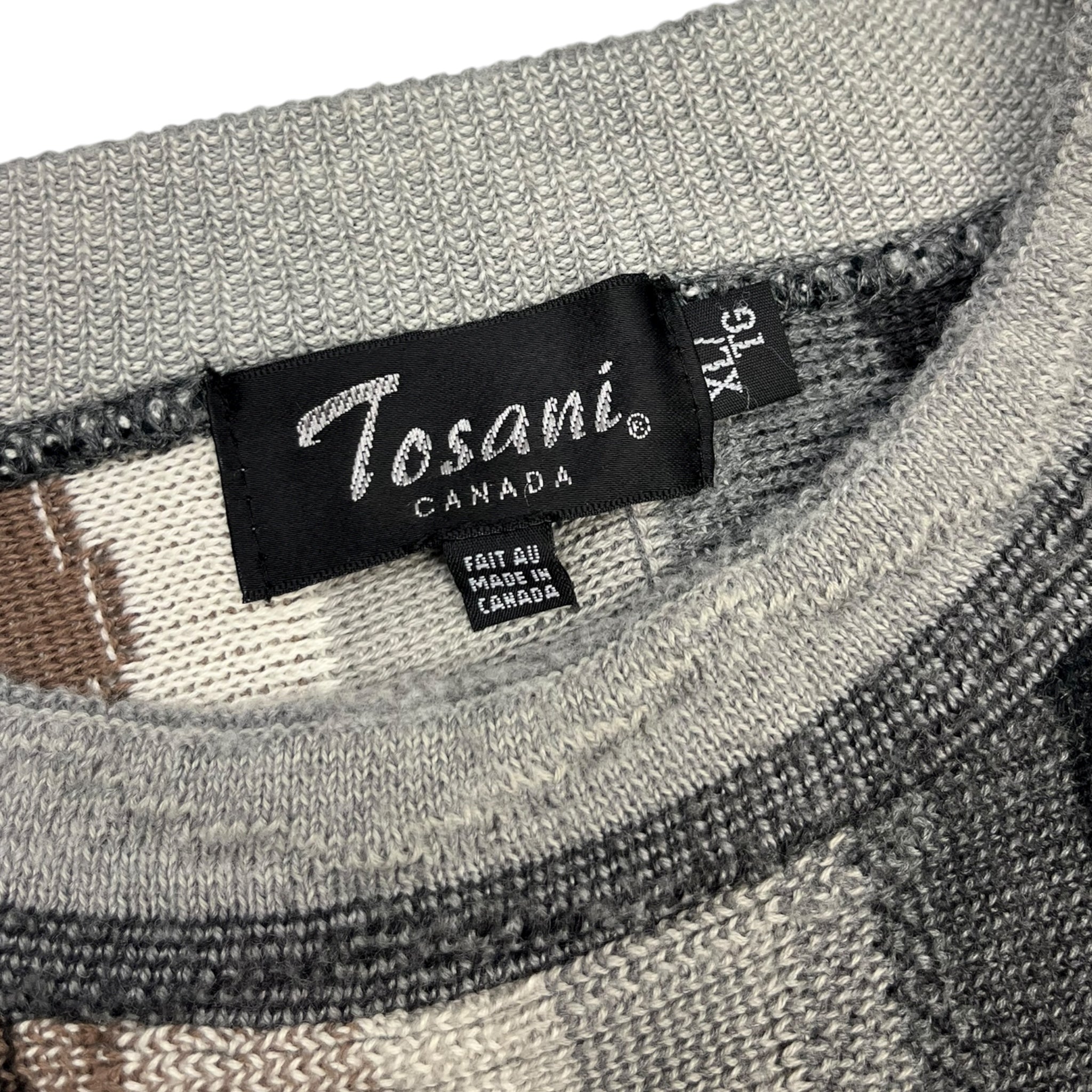 Vintage Tosani Vertical Pattern Knit Mocha/Grey