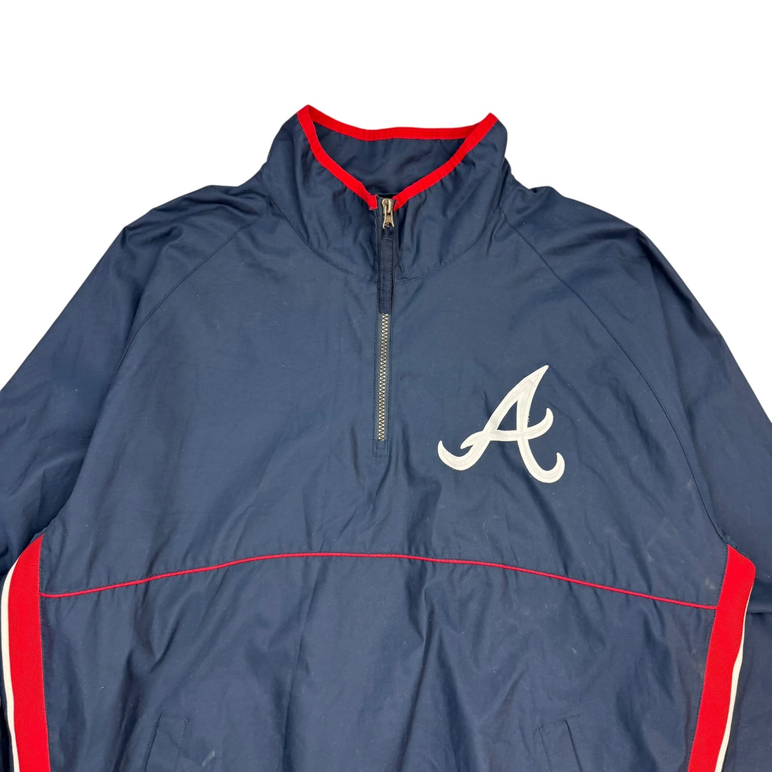 Vintage Majestic Atlanta Braves Quarter Zip Windbreaker Blue/Red