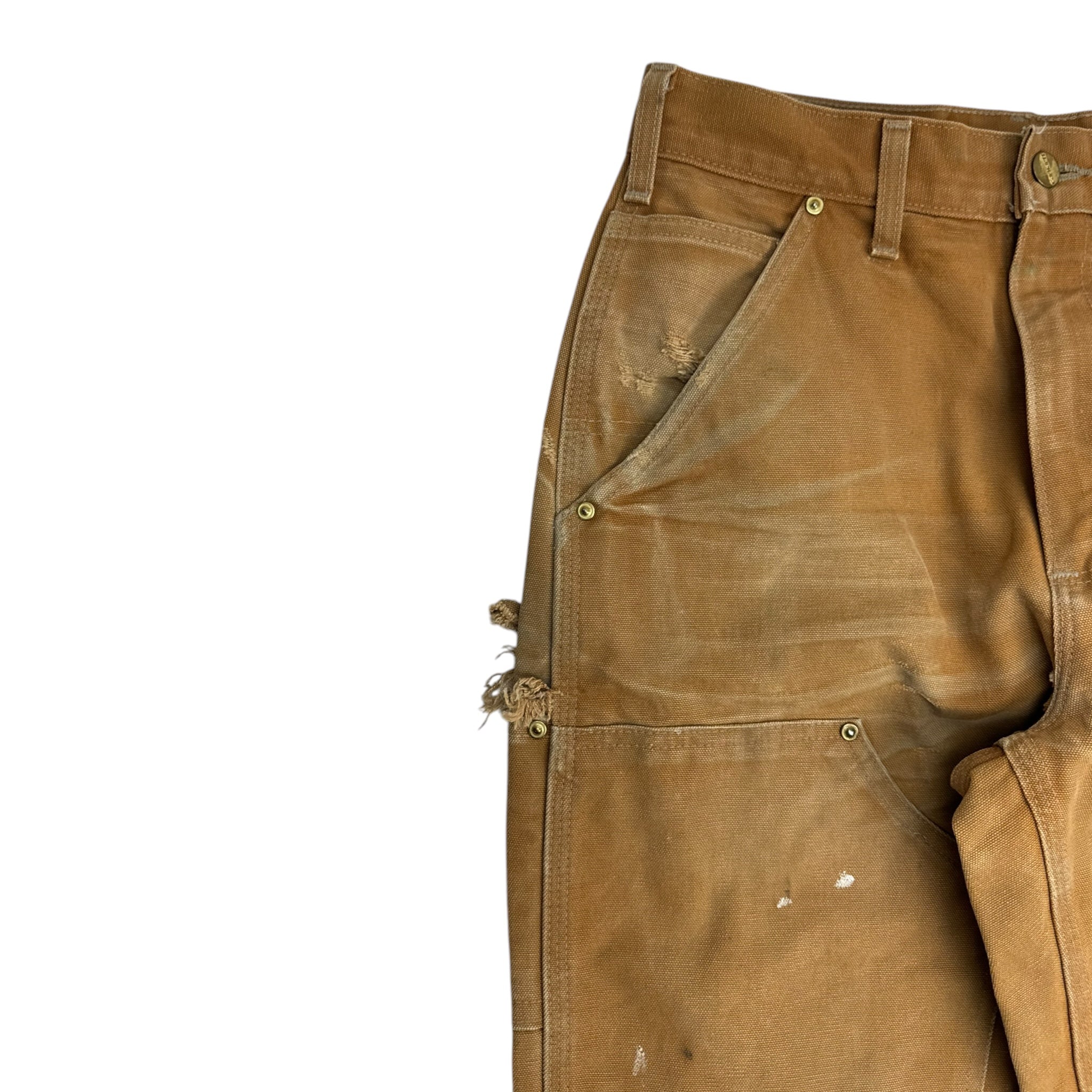 Vintage Carhartt Double Knee Paint Splatter Fade Tan