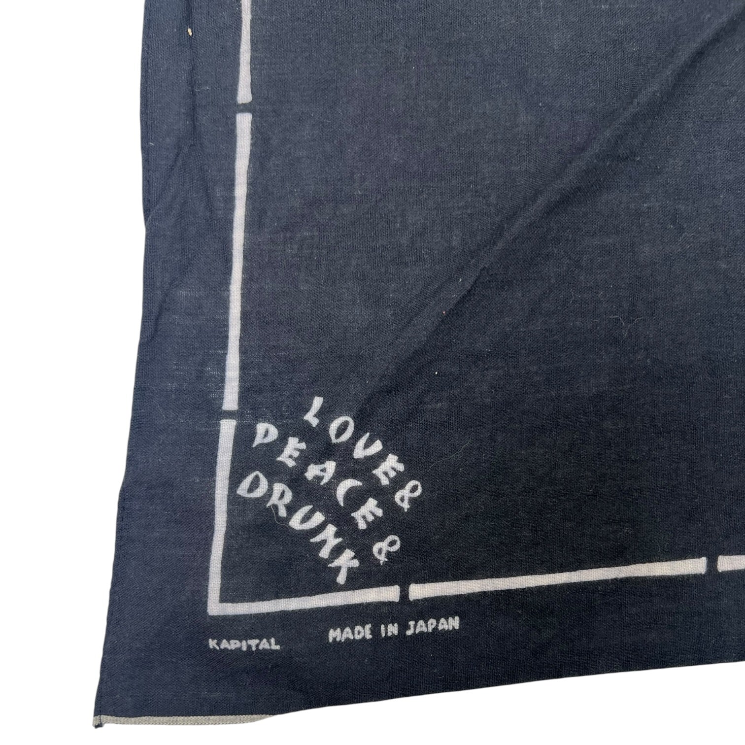Kapital Fastcolor Selvedge Bandana “Rain Skull” Black