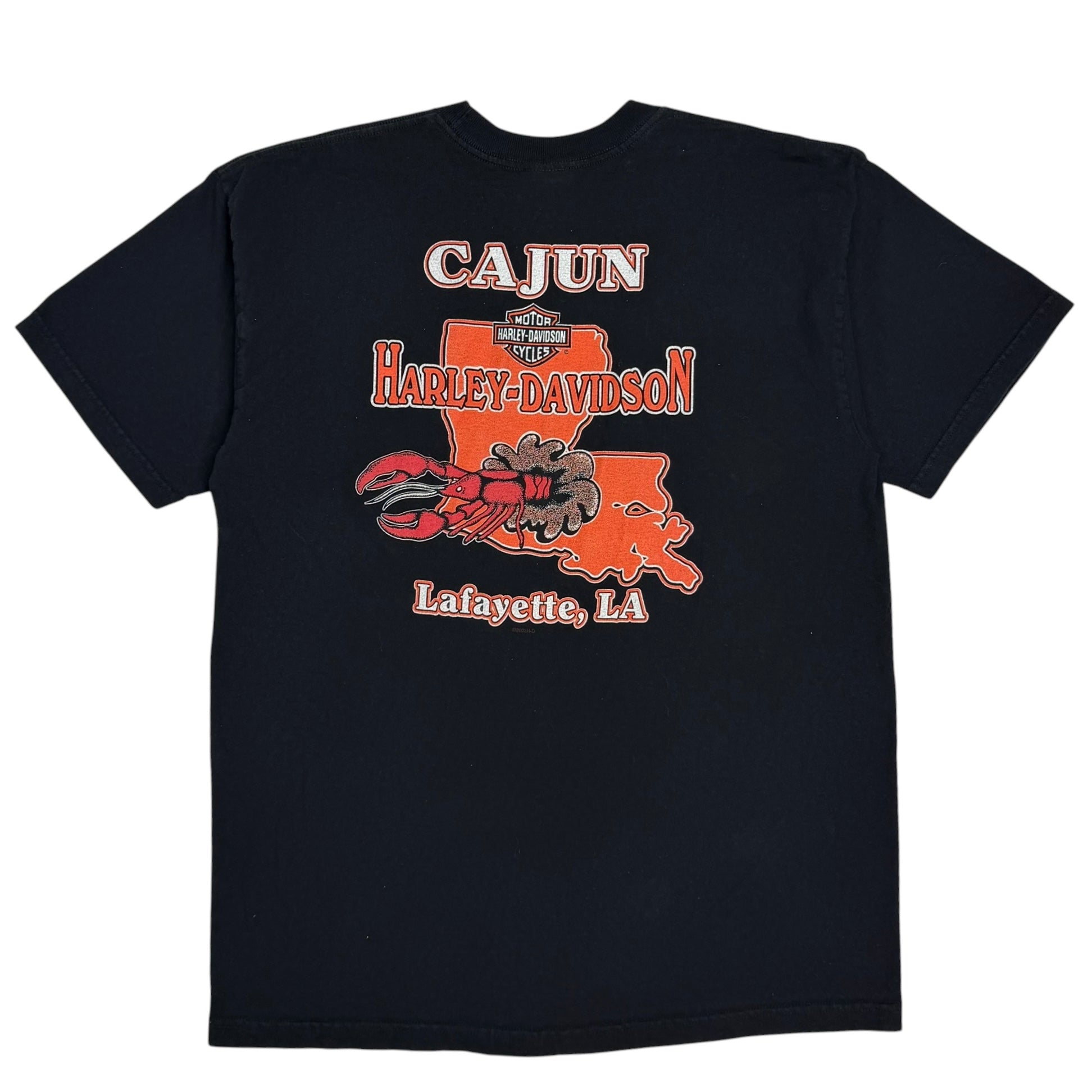 2002 Harley Davidson Lobster Lafayette Cajun Flame Pocket Tee Black