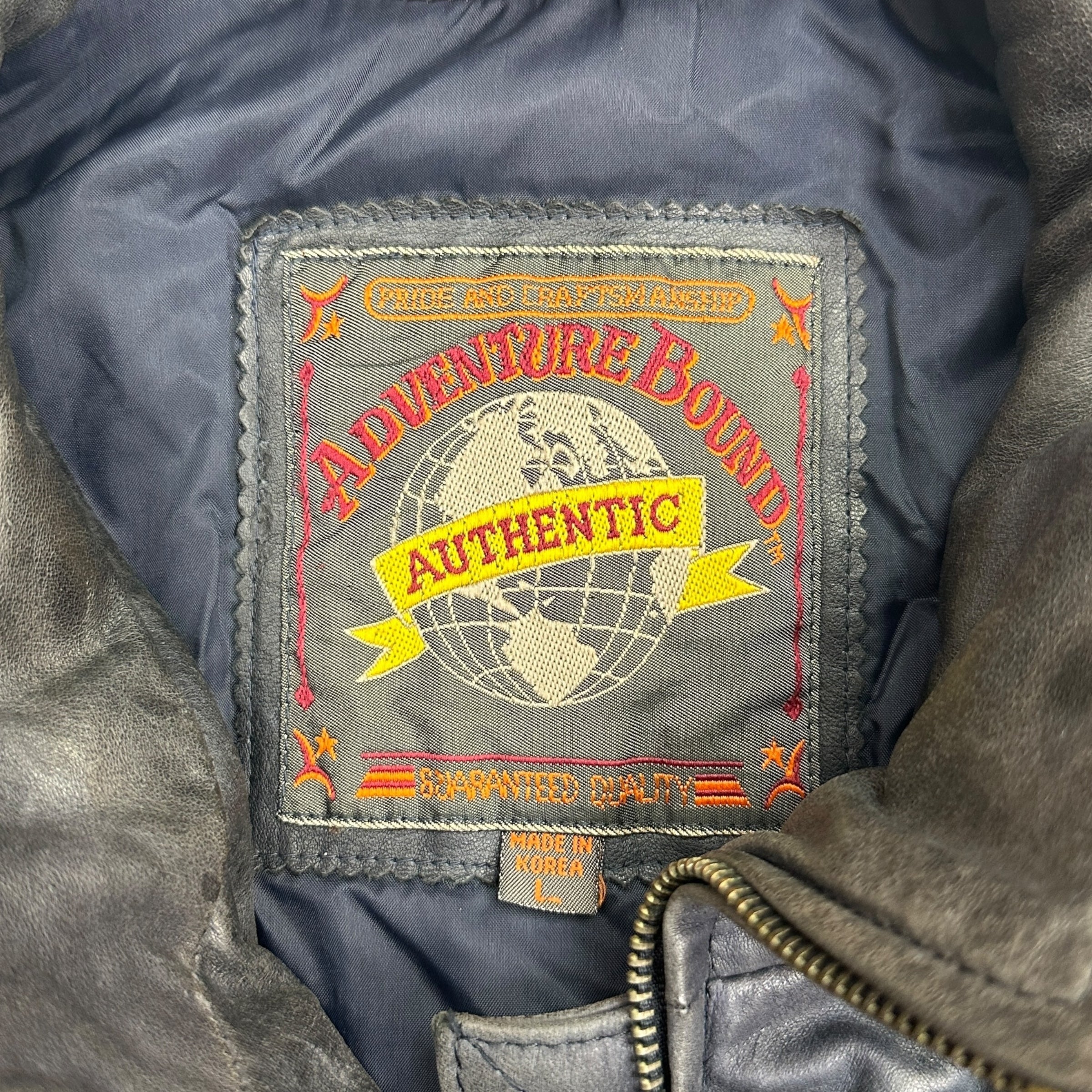 Vintage Adventure Bound Leather Bomber Wash Blue