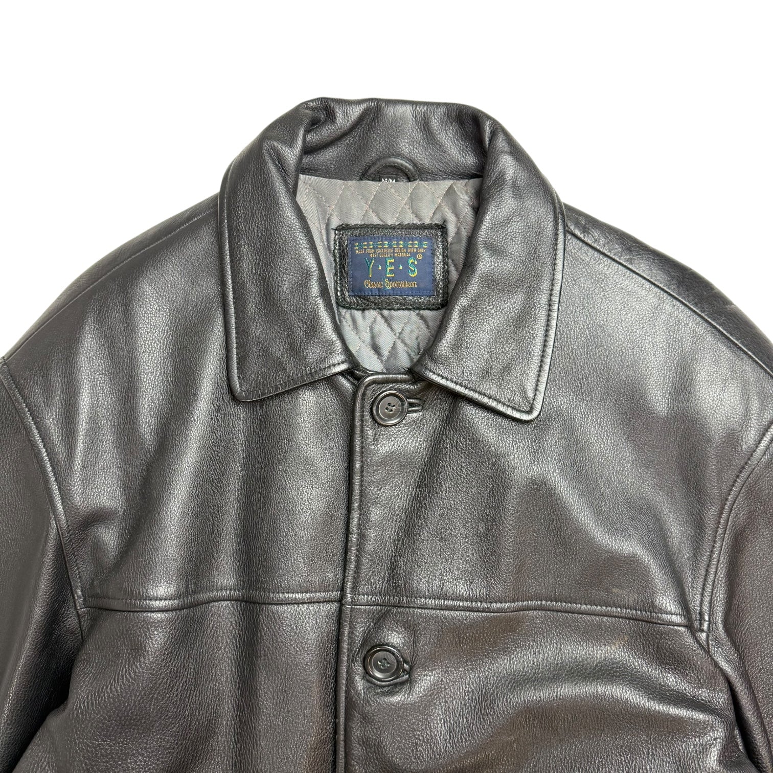 Vintage YES Leather Trench Jacket Black