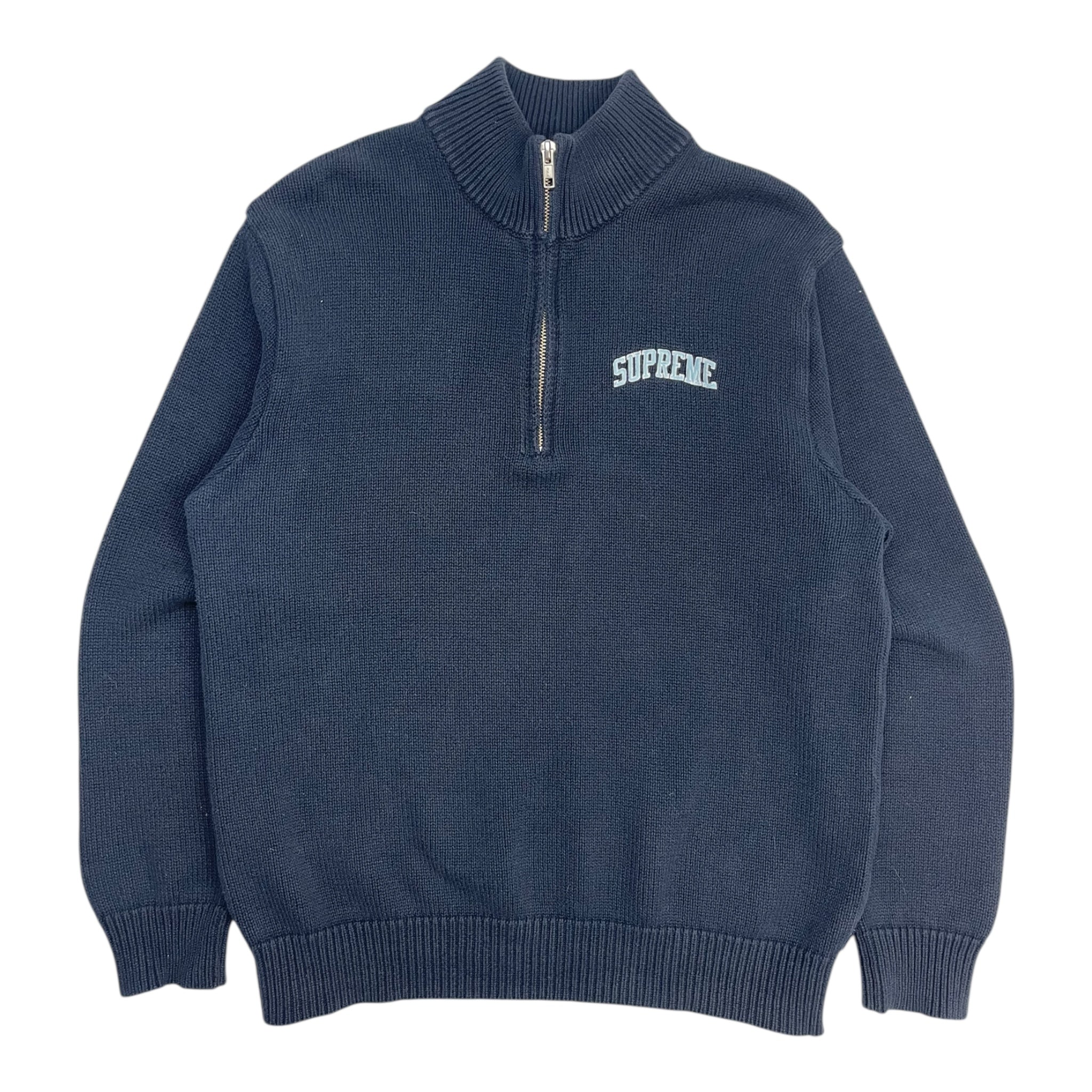 Supreme Half Zip Mock Neck Sweater Navy
