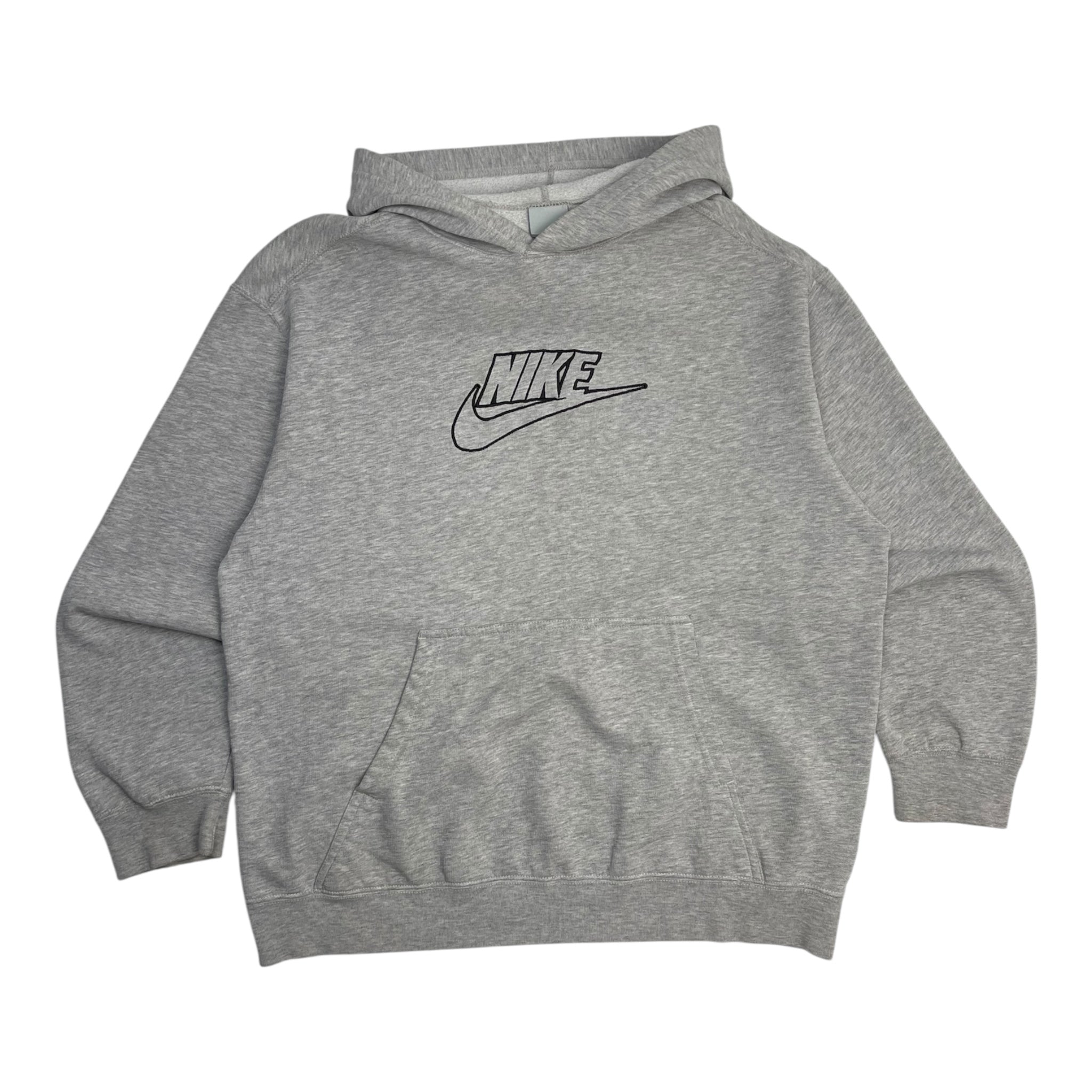 Vintage Nike Center Logo Hooded Sweatshirt Grey