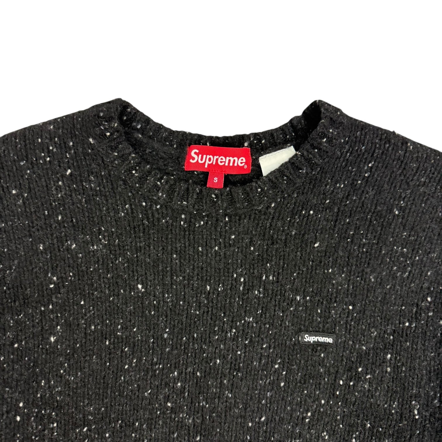 Supreme Speckle Small Box Logo Knit Crewneck Black