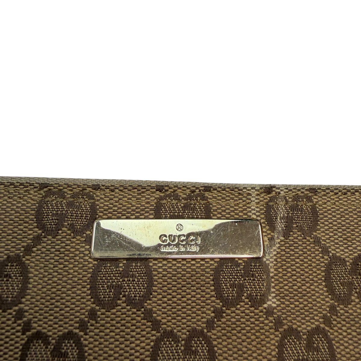 (W) Vintage Y2K Gucci GG Canvas Boat Pouchette Beige