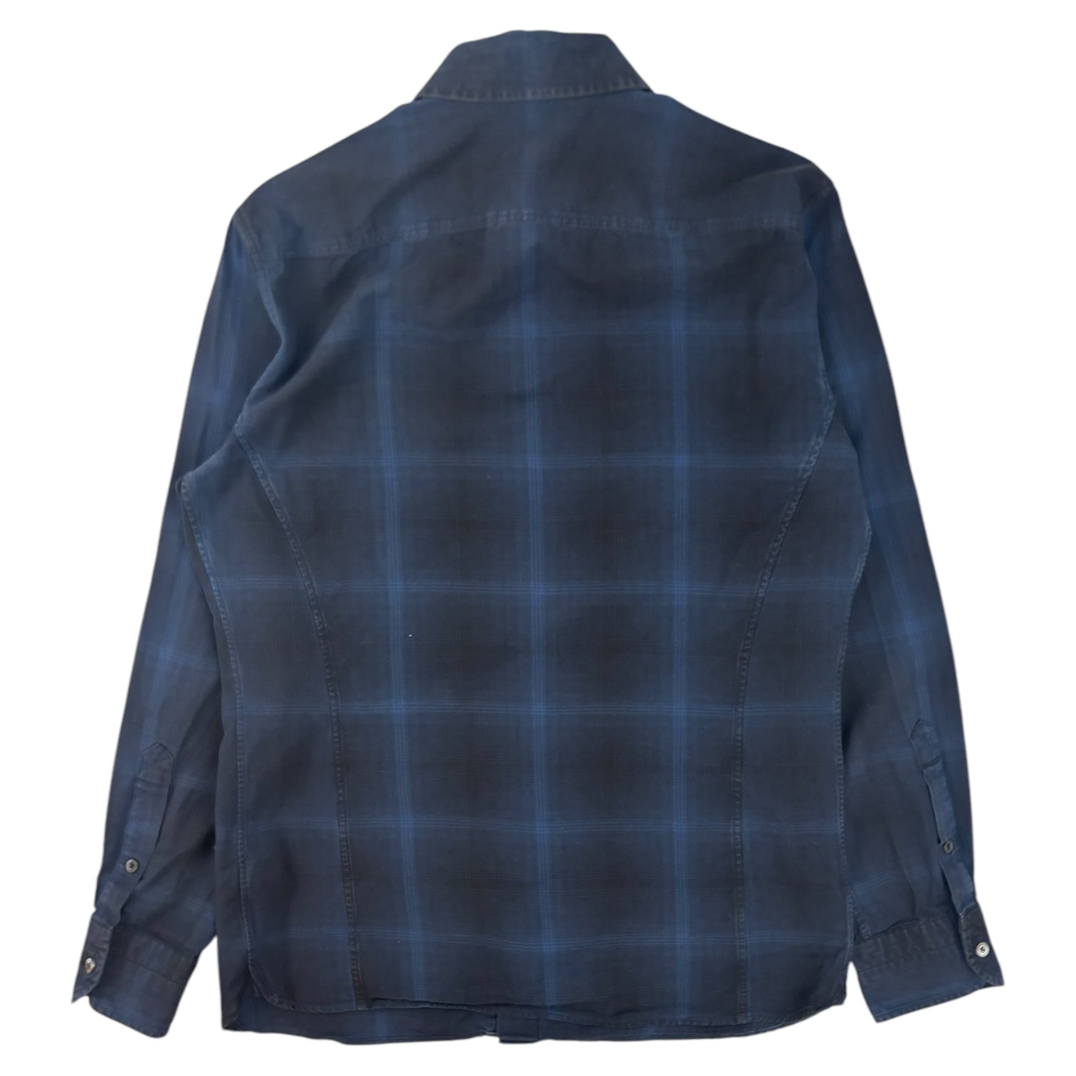 Tom Ford Plaid Check Cotton Button-Up Blue