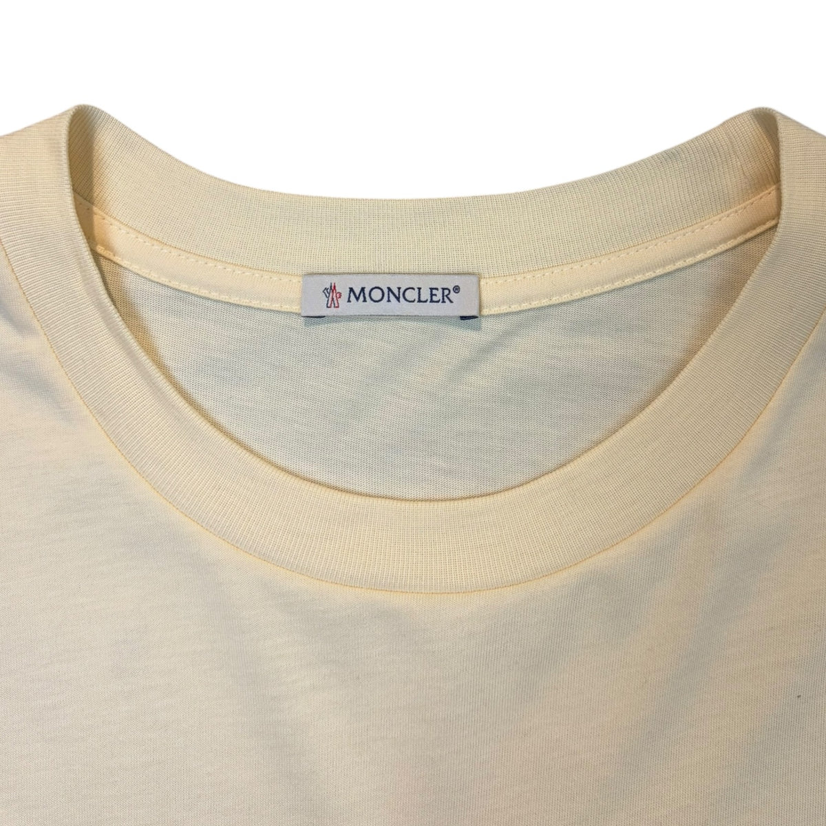 Moncler Check Panel Cotton Jersey Long-Sleeve Ivory