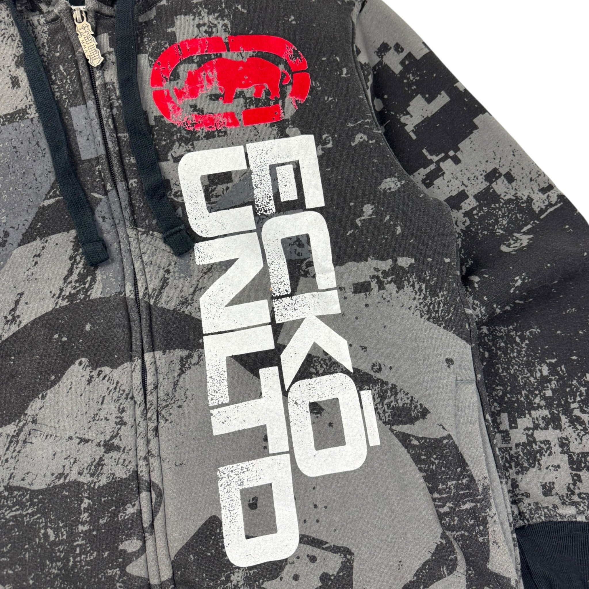 Vintage Eckō Unltd. Digi Camo Cyber Hoodie Grey