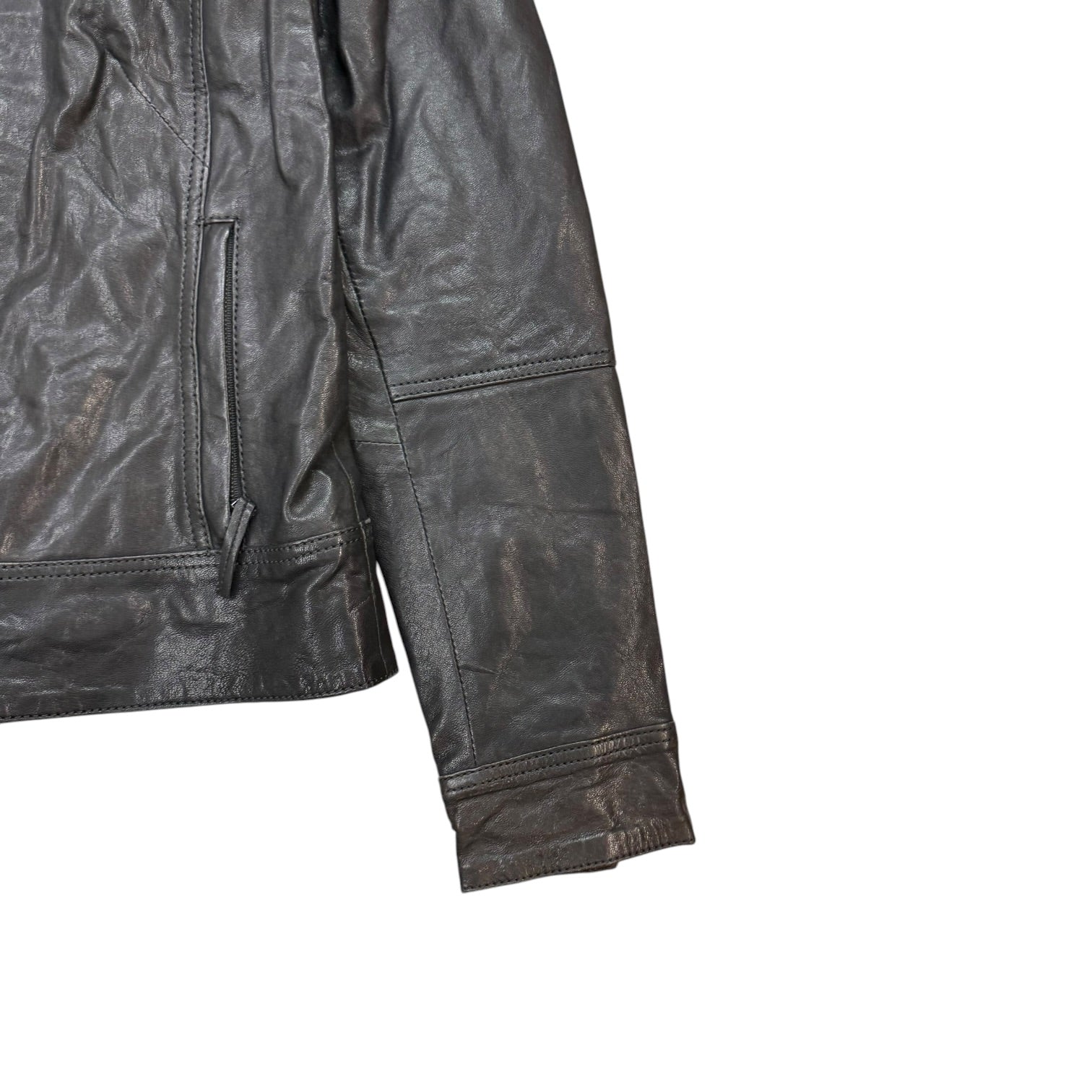 (W) Vintage Danier Leather Asymetric Zip Jacket Black