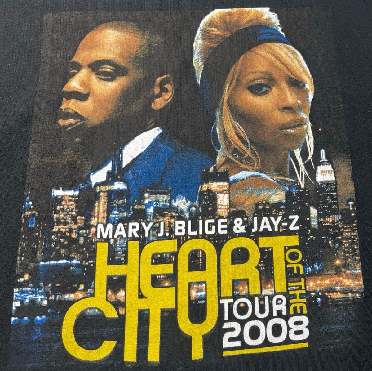Vintage 2008 Mary J Blige & Jay Z “Heart of The City” Tour Tee Black