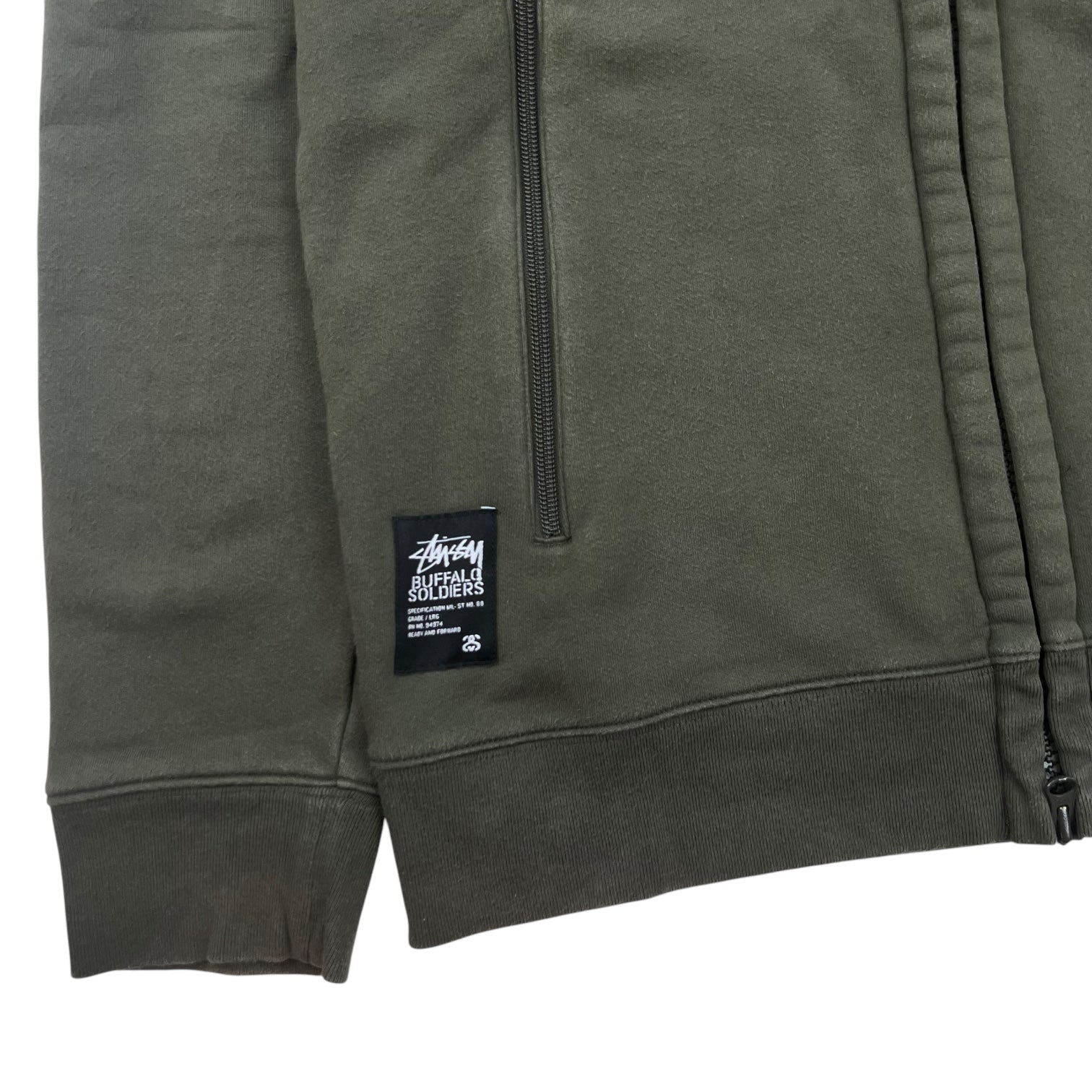 Stussy x Buffalo Soldiers Zip Up Hoodie Army Green