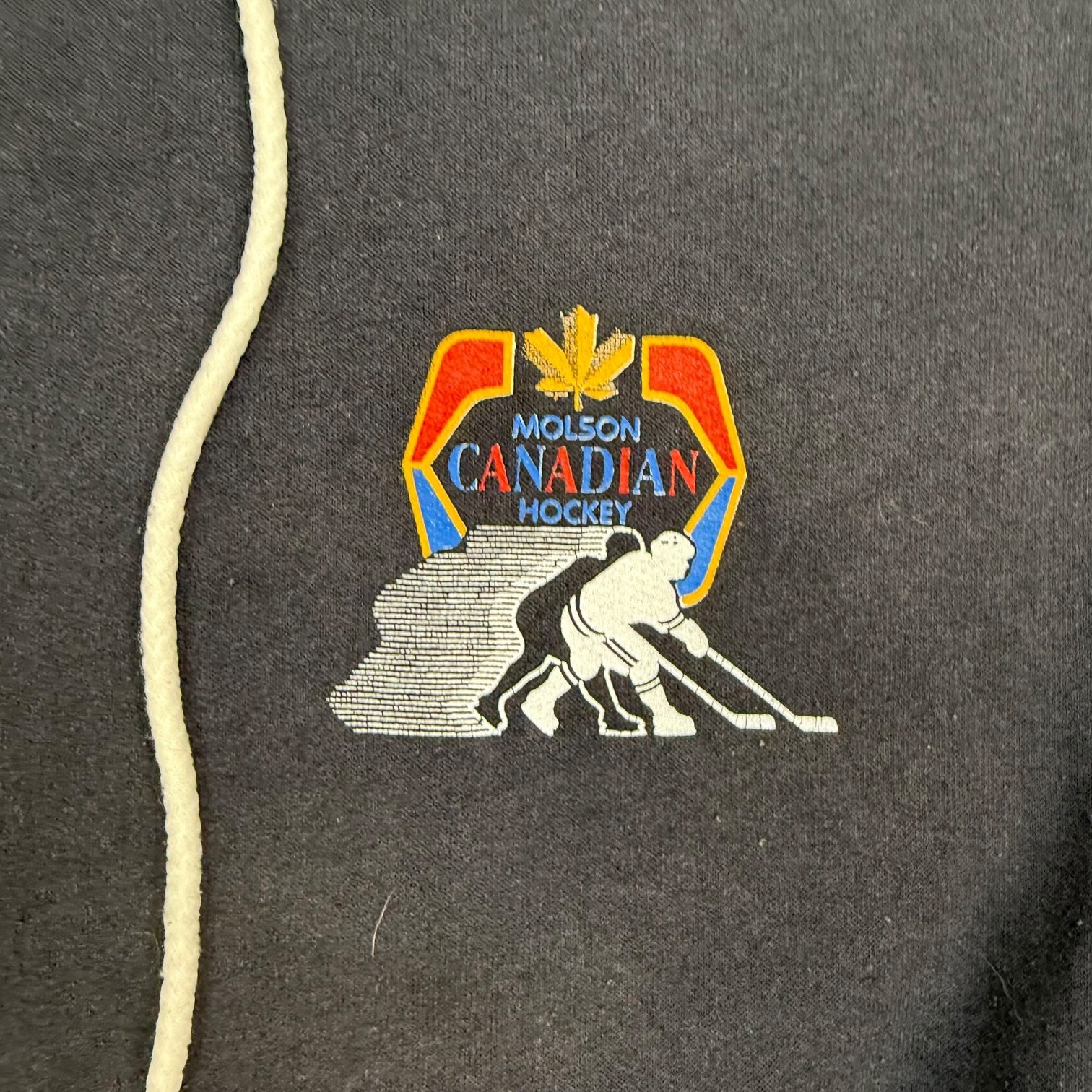 Vintage Molson Canadian Hockey ‘The Last Defence’ Goalie Mask Crewneck Faded Black