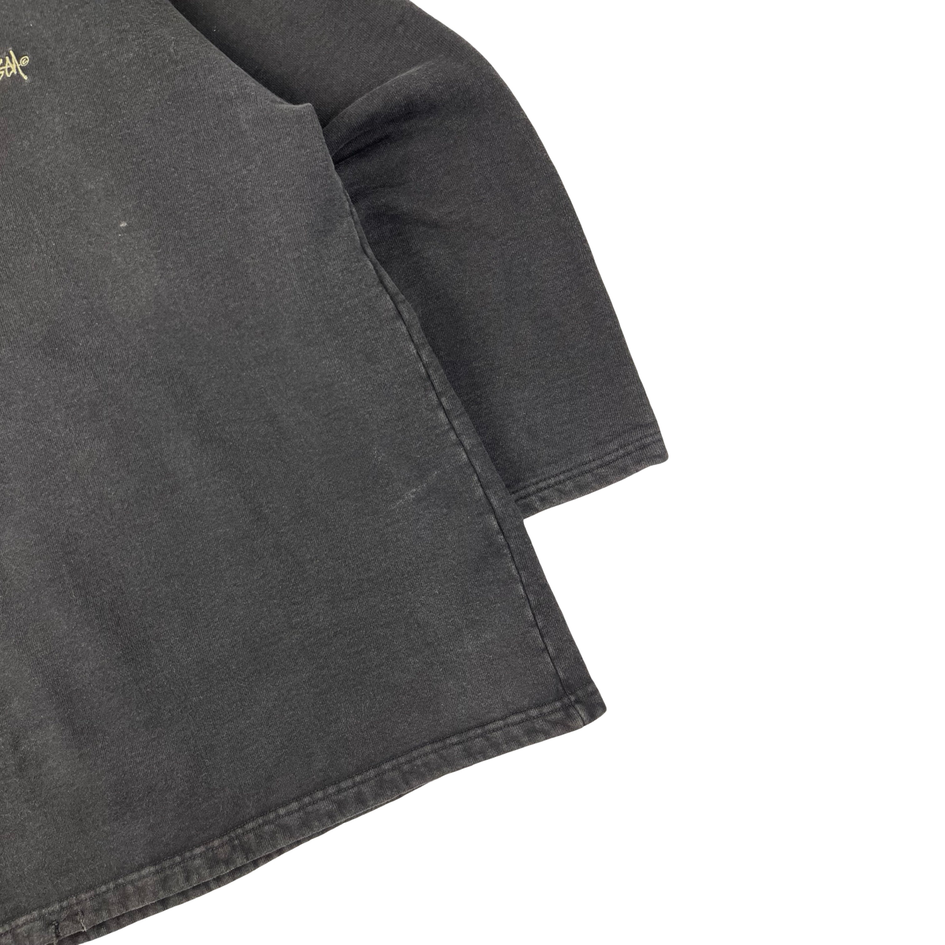Vintage Stussy Relaxed Fit Beach Hoodie Dark Grey