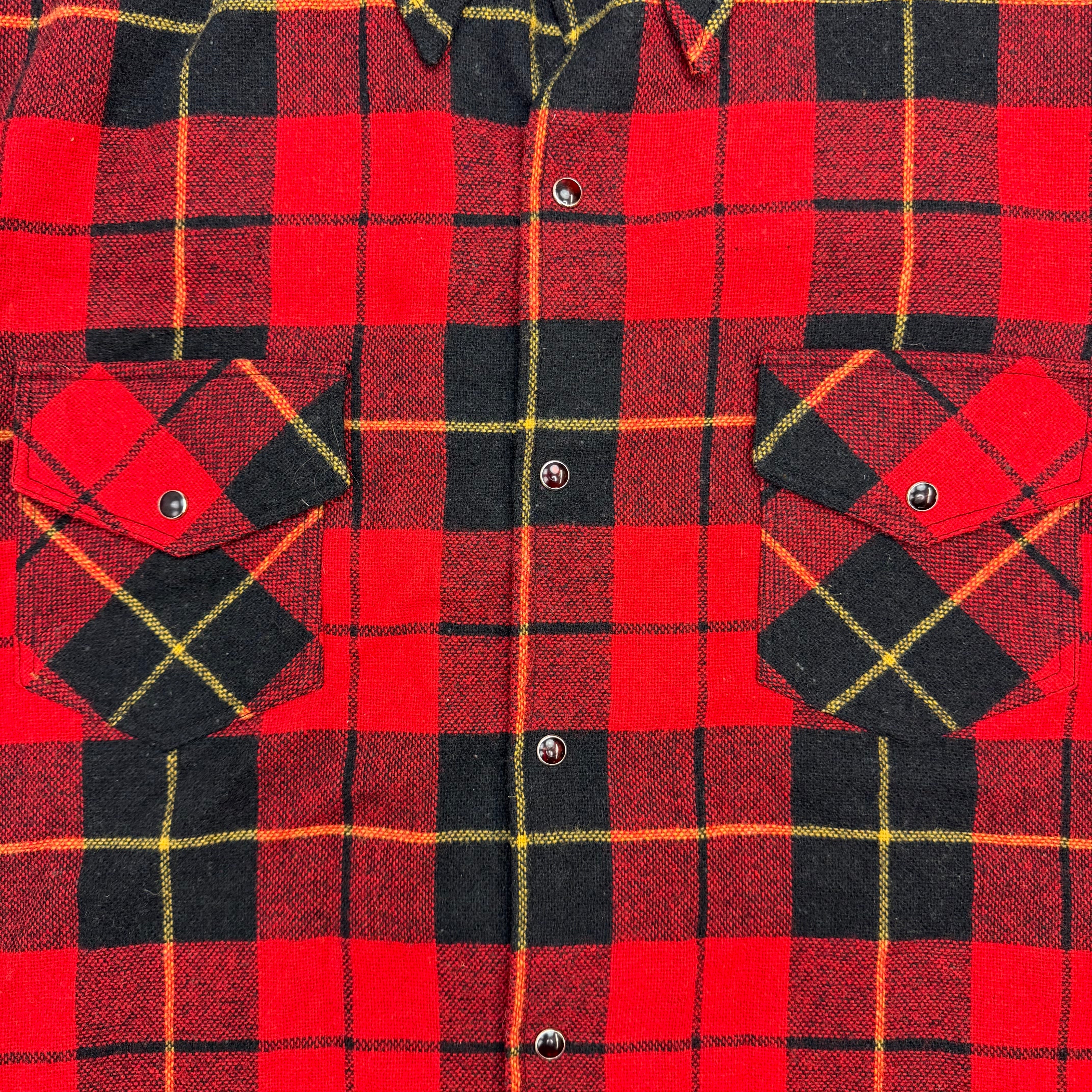 Vintage Wool Buffalo Plaid Snap Button Flannel Shirt Red/Black