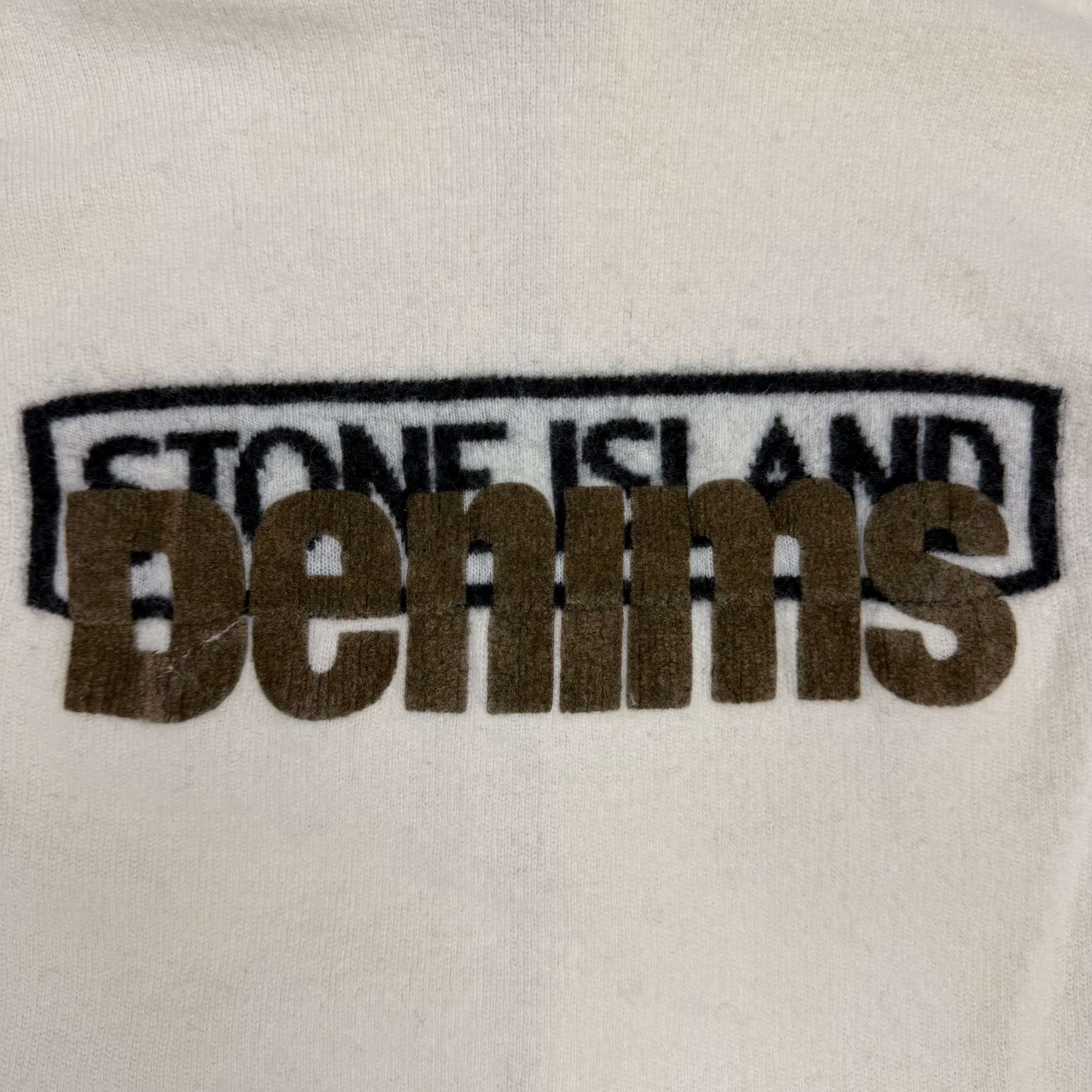 Stone Island Denims Zip Up Knit Sweater Ivory