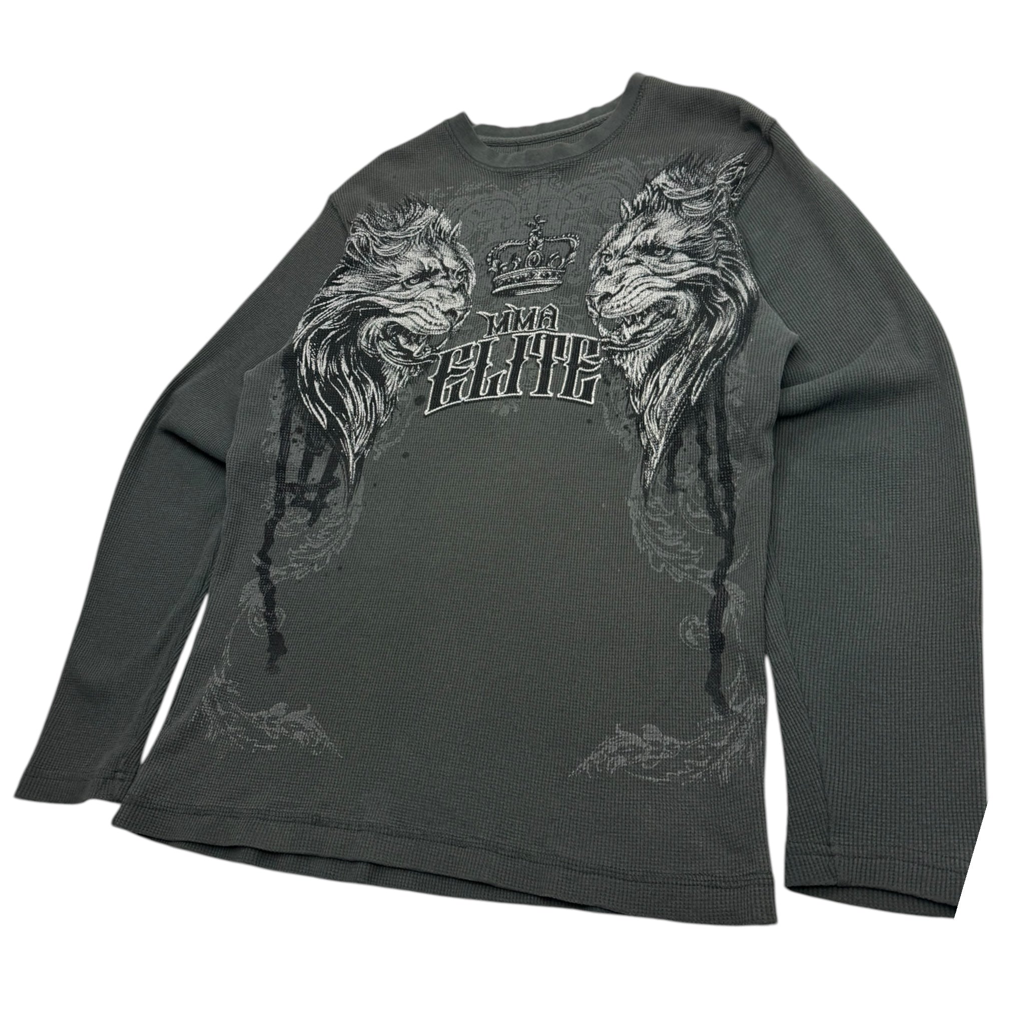 Vintage Y2K MMA Elite Lions & Crown Thermal L/S T-Shirt