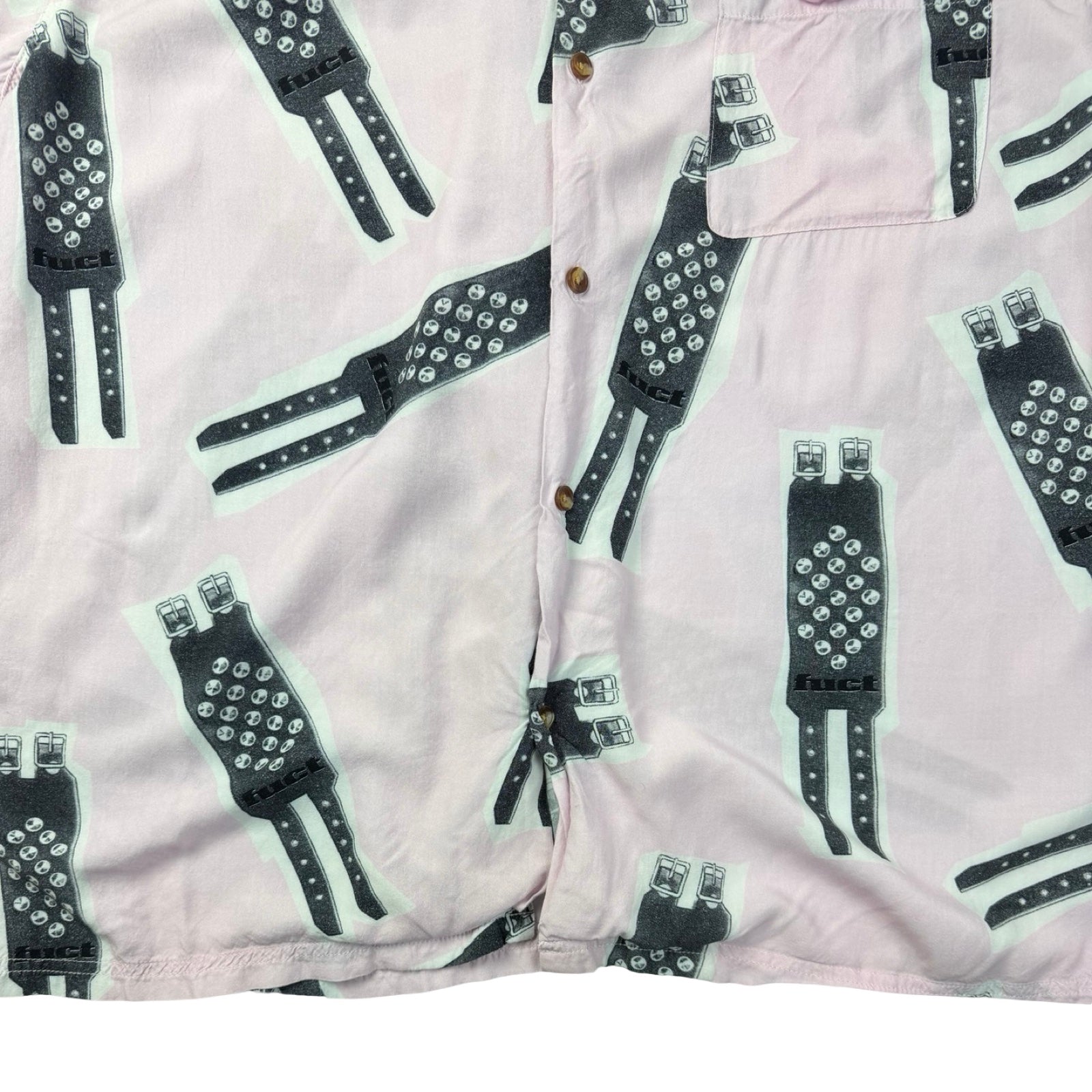 Fuct SSDD Wristband Rayon Button Down Shirt Pink