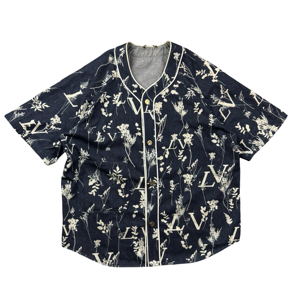 Louis Vuitton Leaf Denim Baseball Shirt Blue