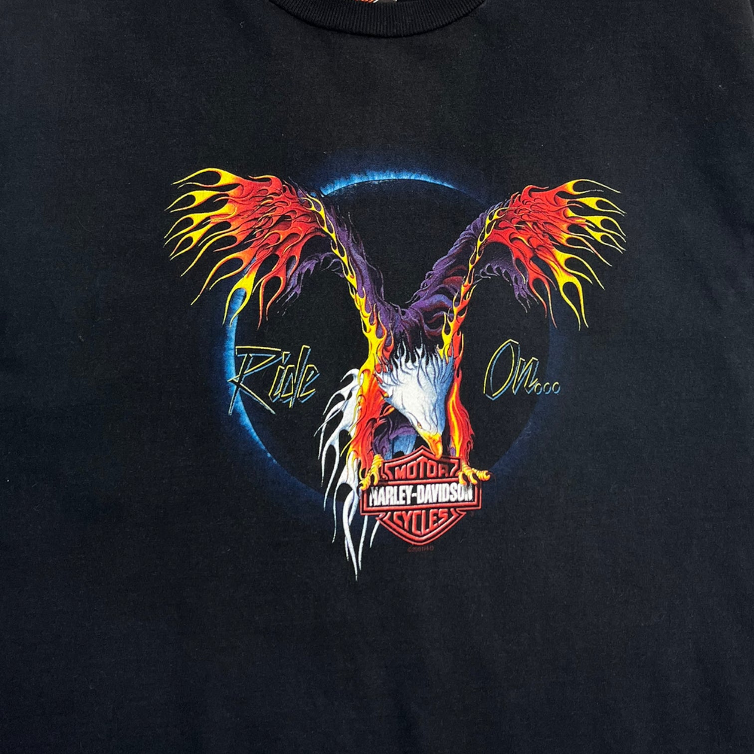 2001 Maui Harley Davidson Flaming Eagle T-Shirt