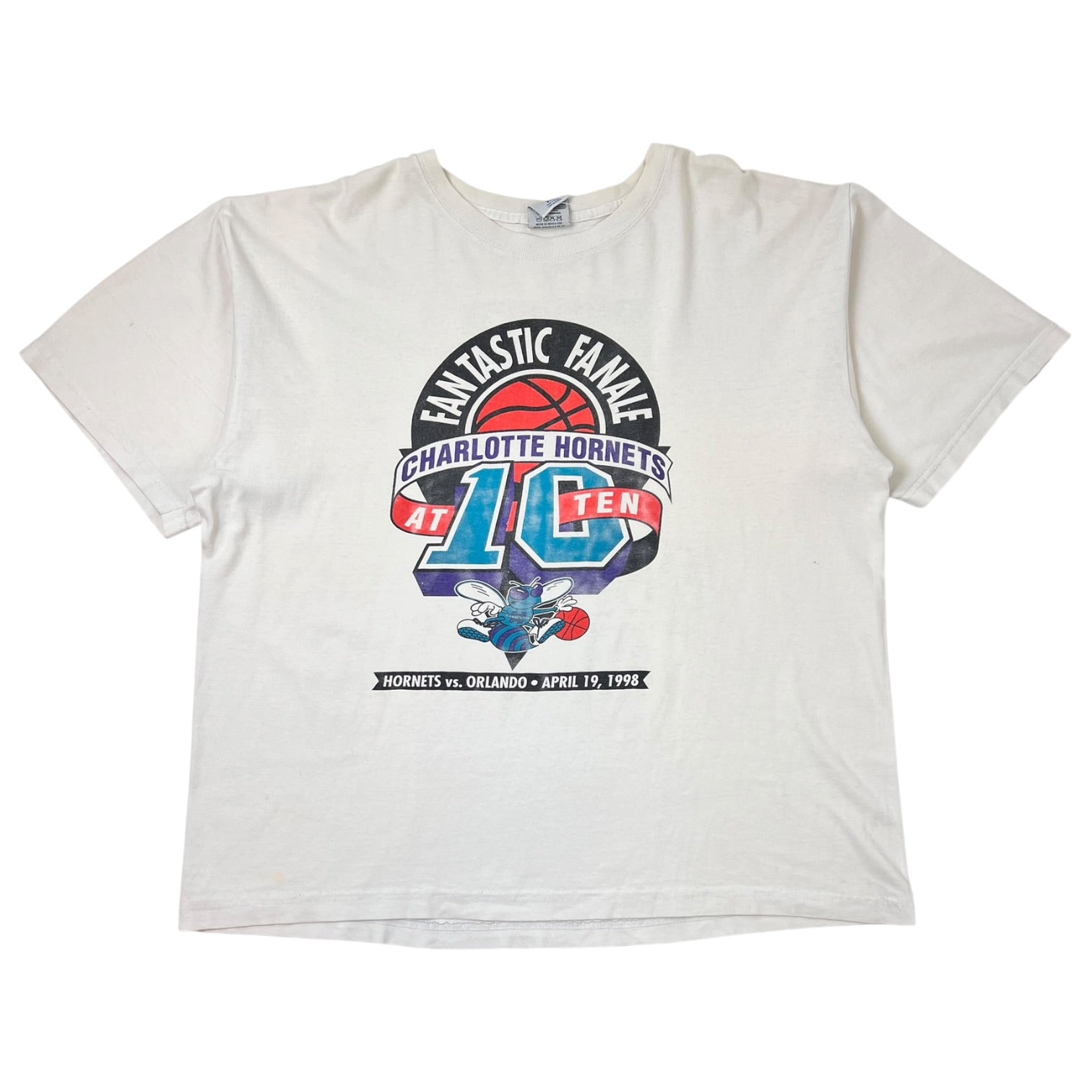 Vintage NBA Royal Avalon Charlotte Hornets Fantastic Fanale 10 Year Anniversary T-shirt