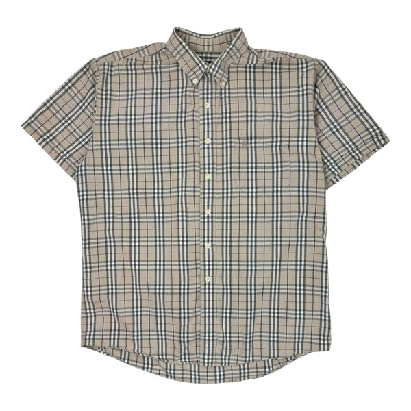 Burberry Nova Check Short Sleeve Button-Up Shirt Beige