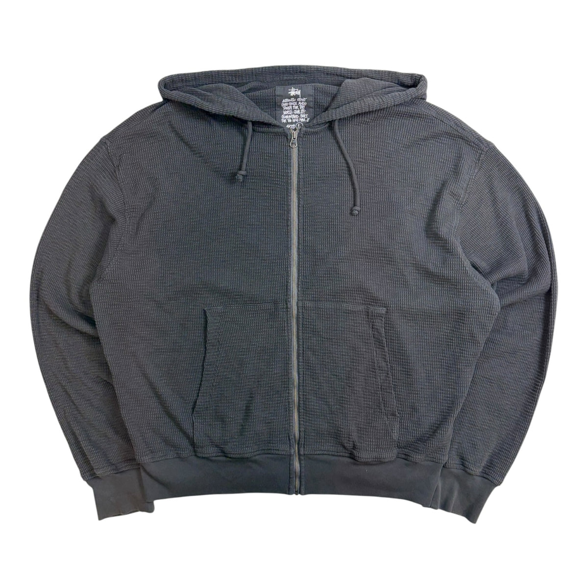 Stussy Lightweight Thermal Zip-Up Hoodie Faded Black