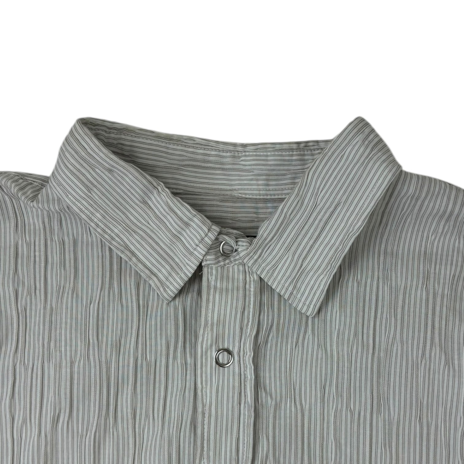 Stussy Wavy Striped Button Up T-Shirt Natural