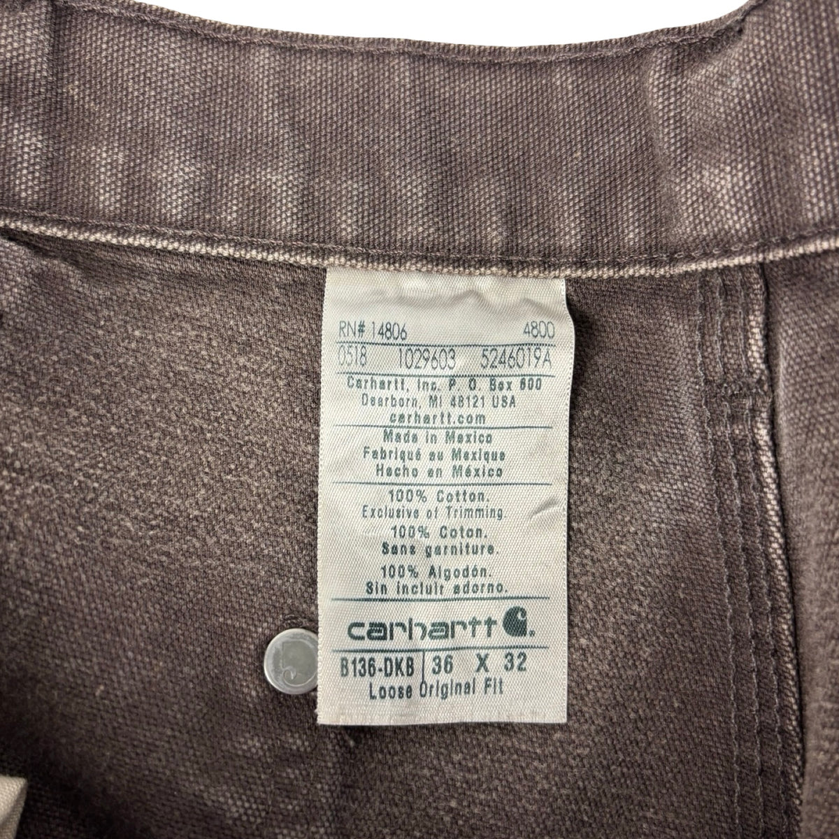 Vintage Carhartt Double Knee Carpenter Pant Washed Brown