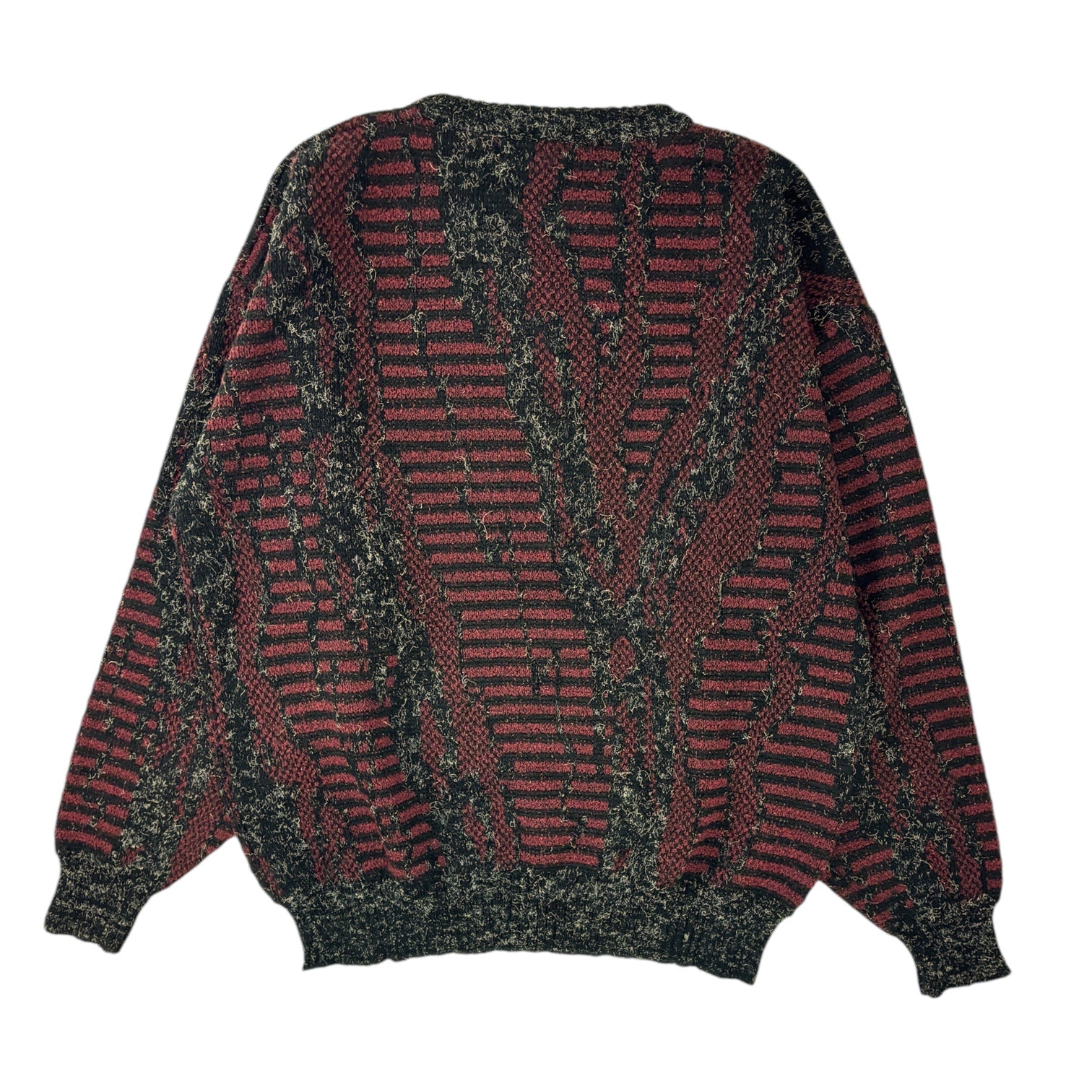 Vintage Nino Foriero Abstract Patterned Knit Sweater Grey/Burgundy